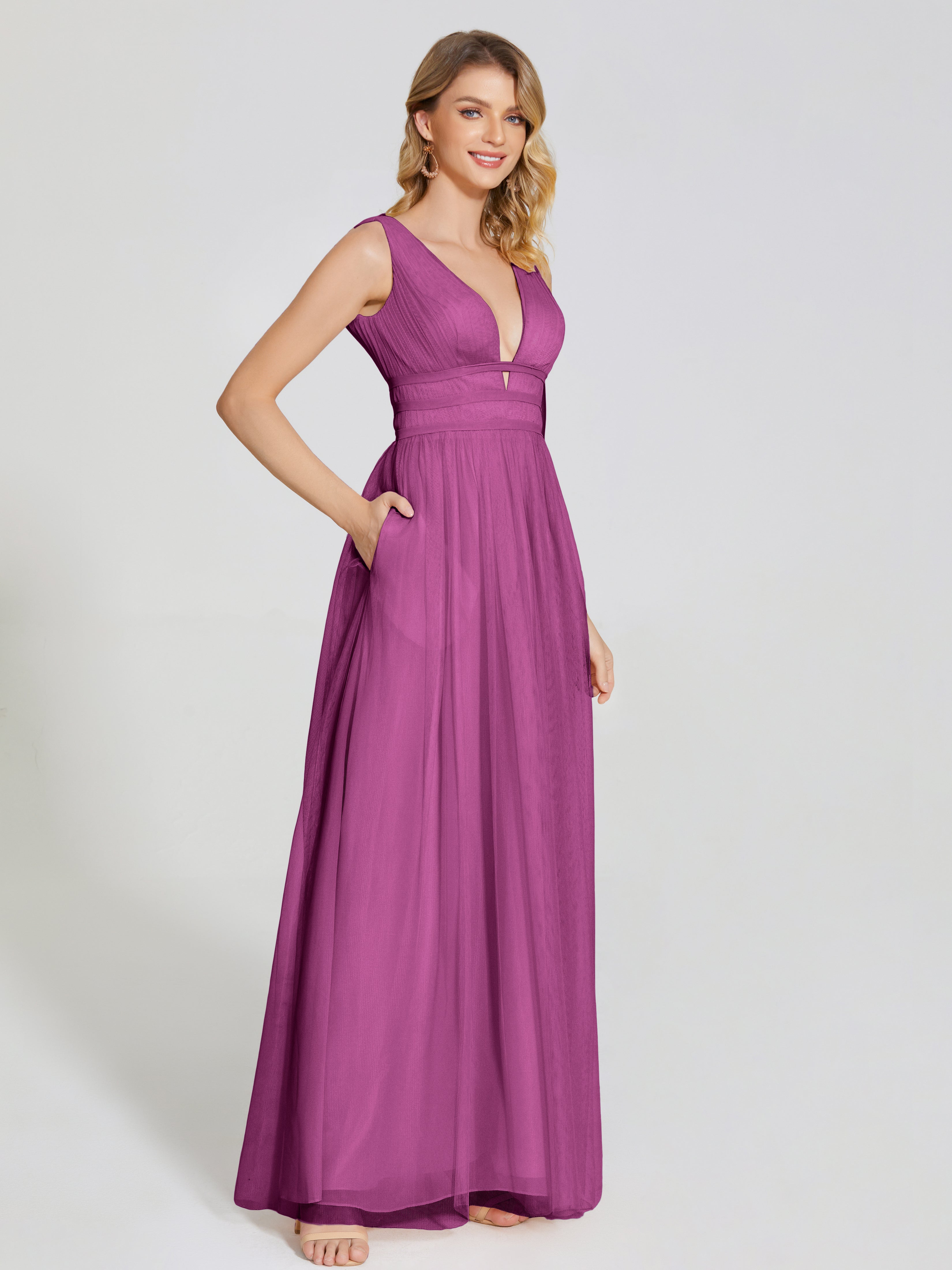 Robes De Demoiselle D'Honneur Orchidée Bretelles Dos Nu Sexy Tulle Robe De Demoiselle D'Honneur