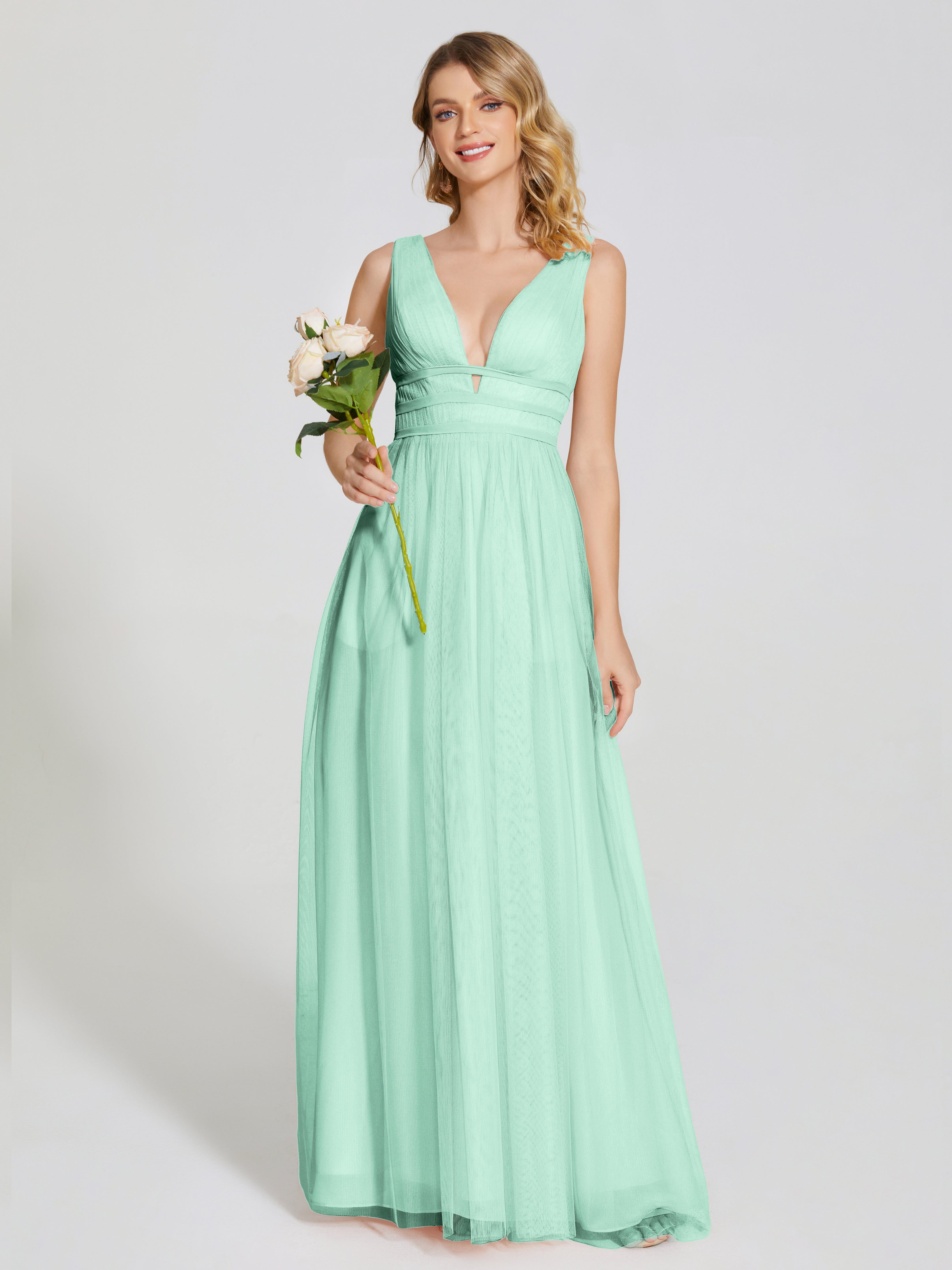 Robe Demoiselle D Honneur Menthe Bretelles Dos Nu Sexy Tulle Robe De Demoiselle D'Honneur