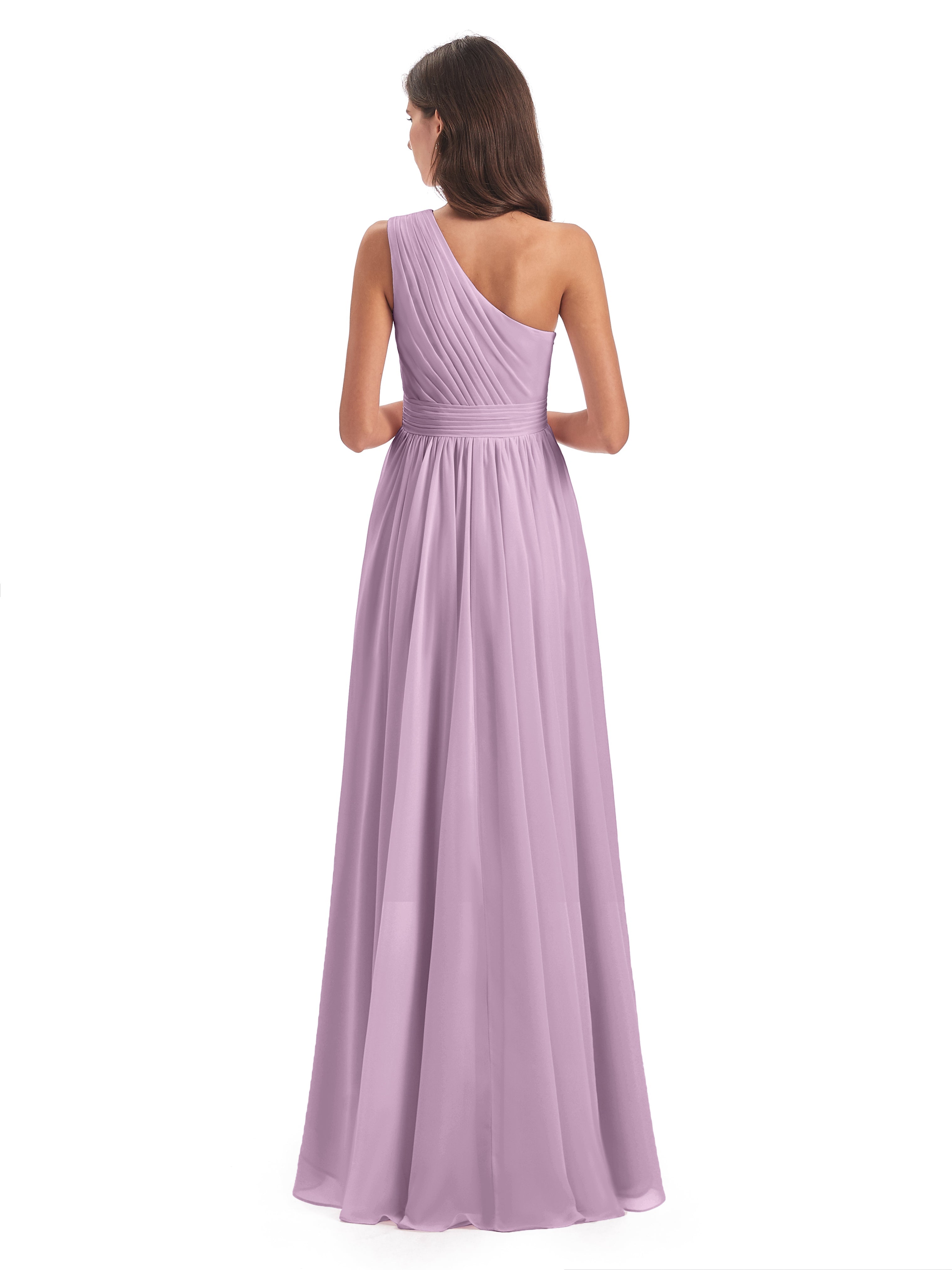 Robes De Demoiselle D'Honneur Glycine Asymétrique Seule-Épaule Mousseline Robes Demoiselle D'Honneur