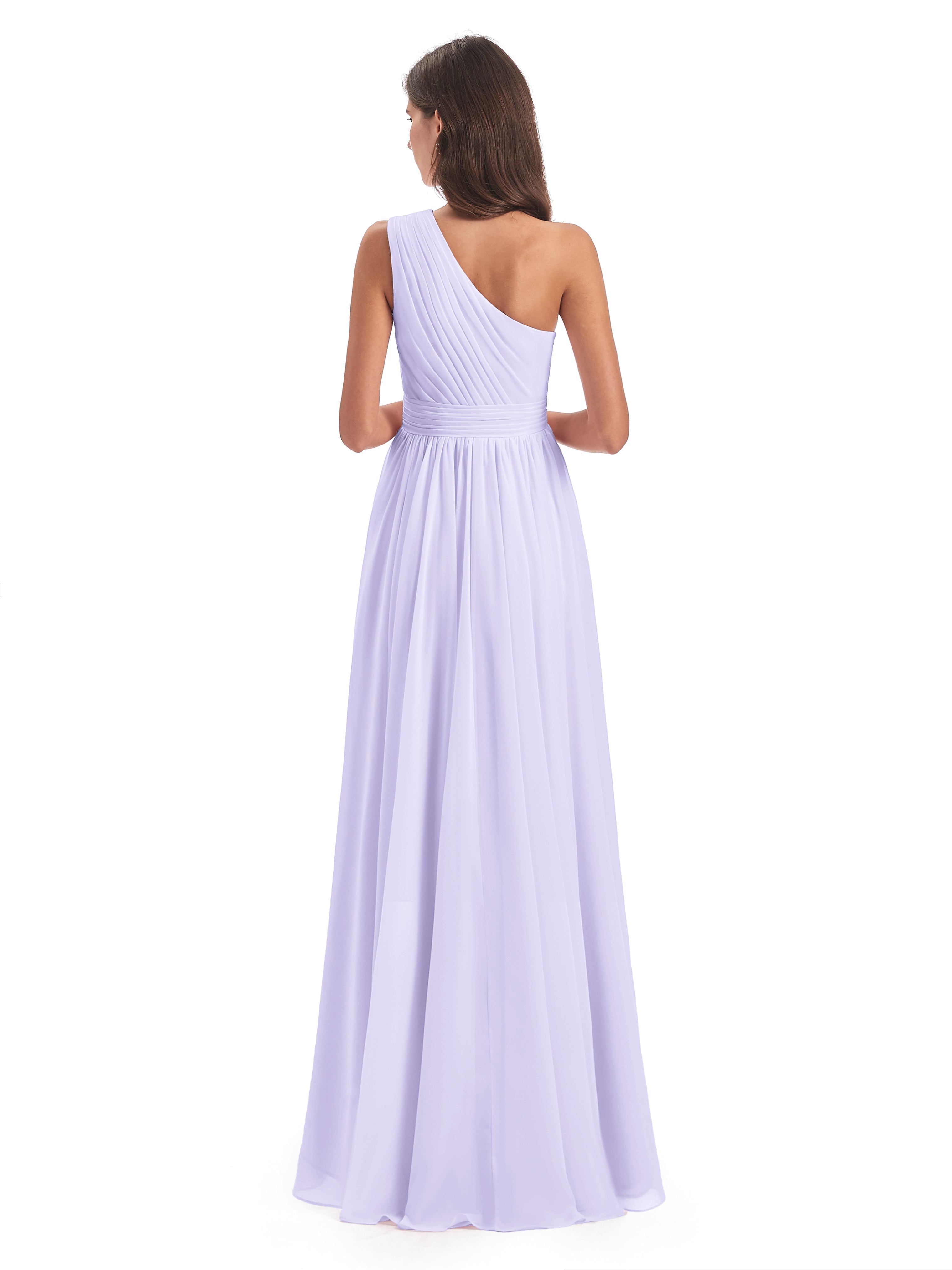 Demoiselle D Honneur Lilas Asymétrique Seule-Épaule Mousseline Robes Demoiselle D'Honneur