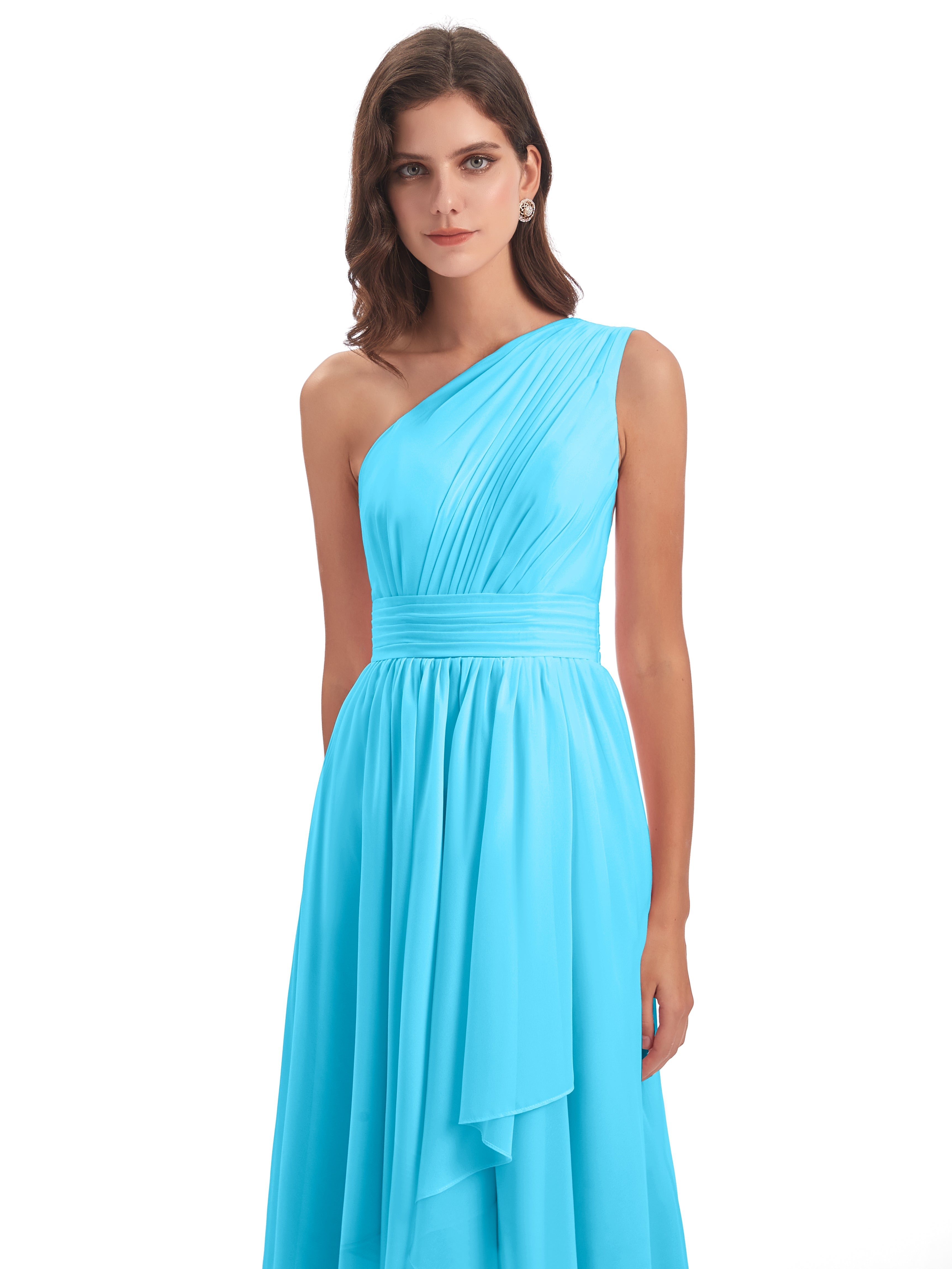 Robe De Demoiselle D'Honneur En Piscine Asymétrique Seule-Épaule Mousseline Robes Demoiselle D'Honneur