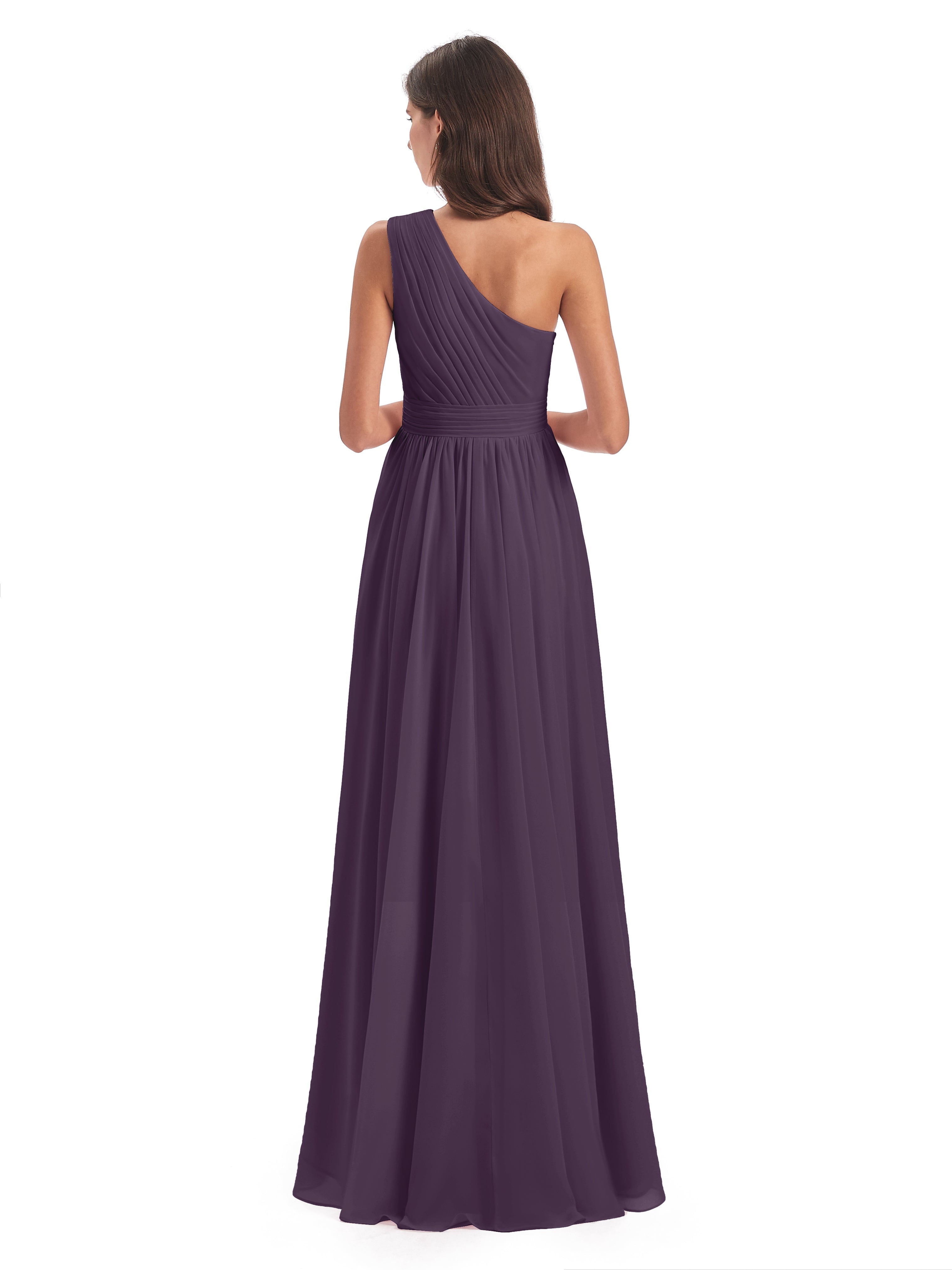Robe De Demoiselle D'Honneur En Plum Asymétrique Seule-Épaule Mousseline Robes Demoiselle D'Honneur