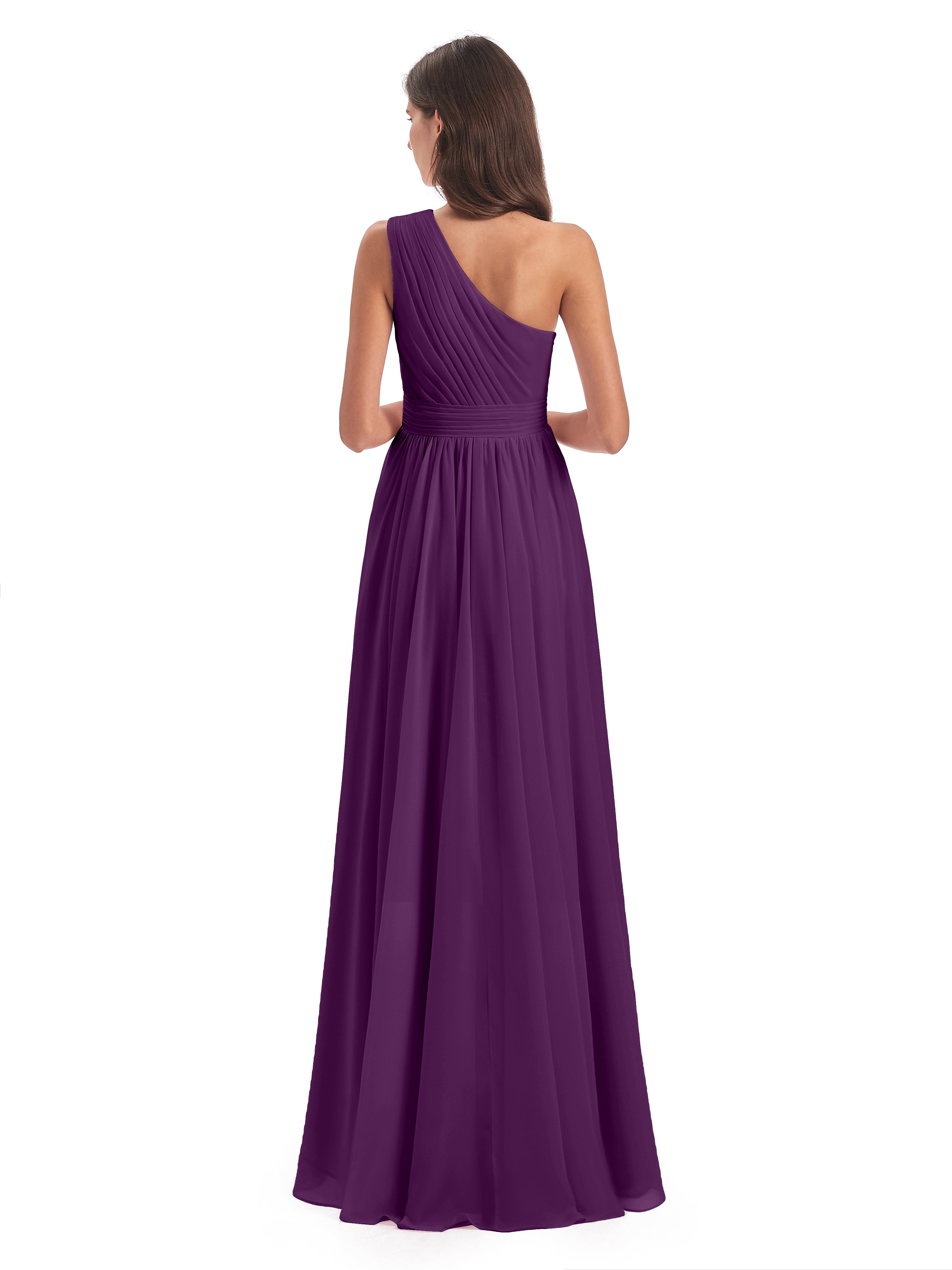 Robes De Demoiselle D'Honneur En Raisin Asymétrique Seule-Épaule Mousseline Robes Demoiselle D'Honneur
