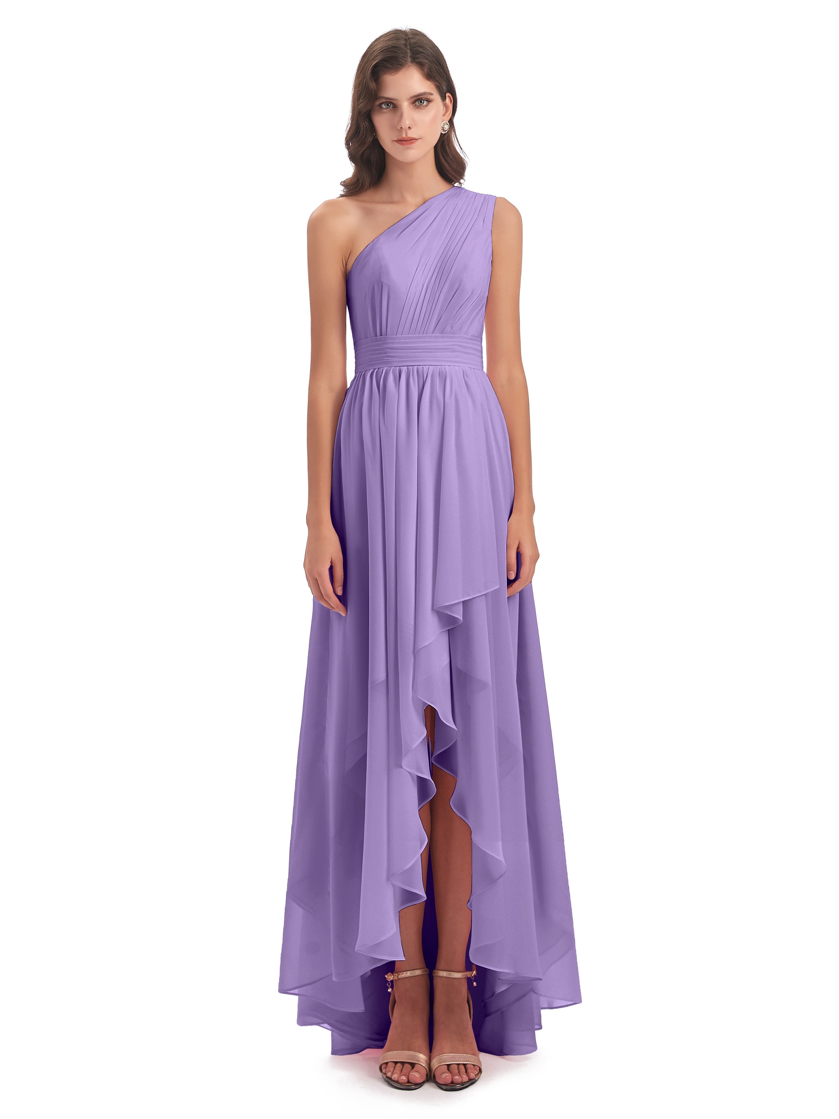 Robes De Demoiselle D'Honneur Tahiti Asymétrique Seule-Épaule Mousseline Robes Demoiselle D'Honneur