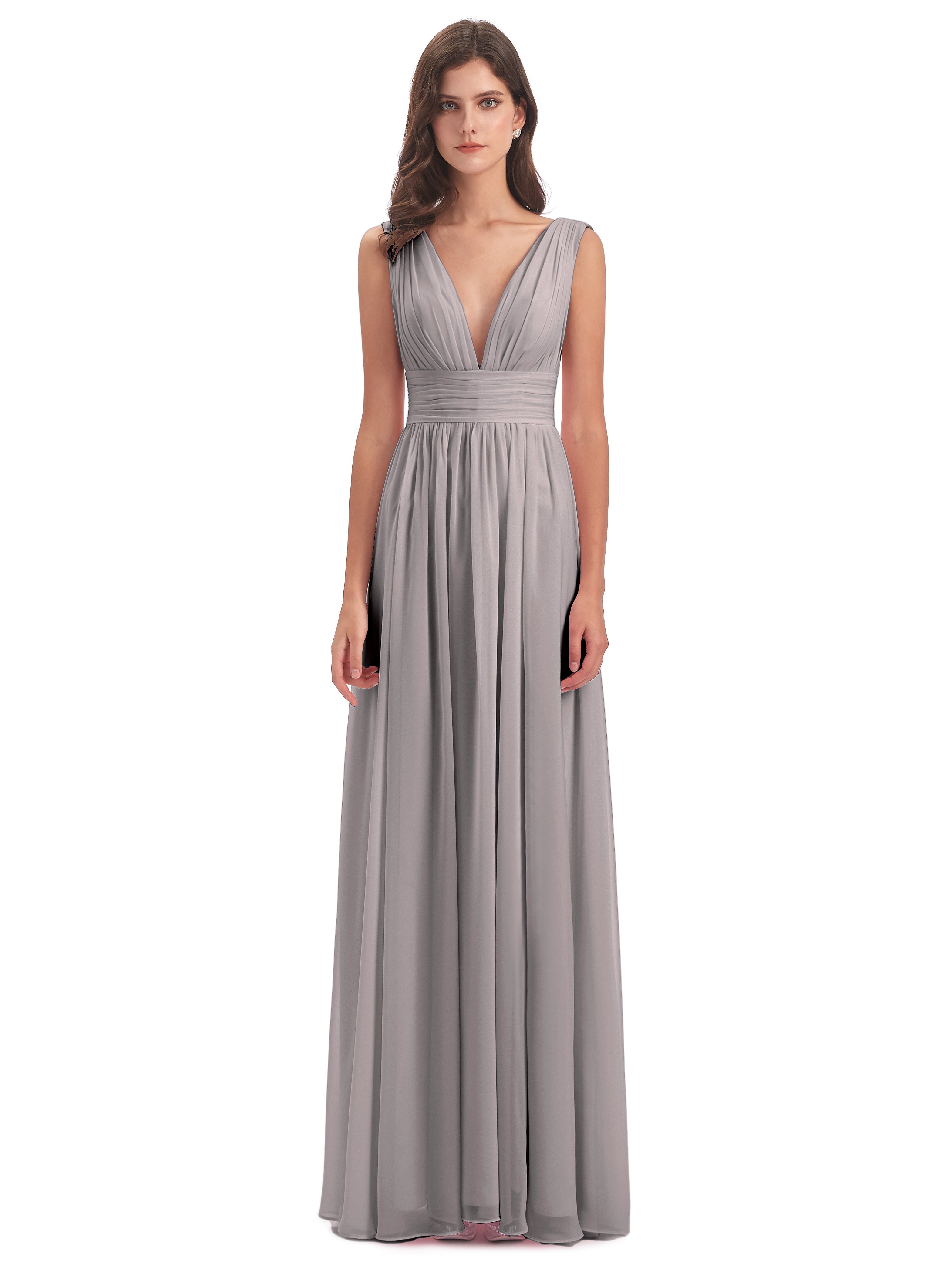 Robe Demoiselle D Honneur Argenté Emma Dos En V Fendue Devant Robes Demoiselle D'Honneur