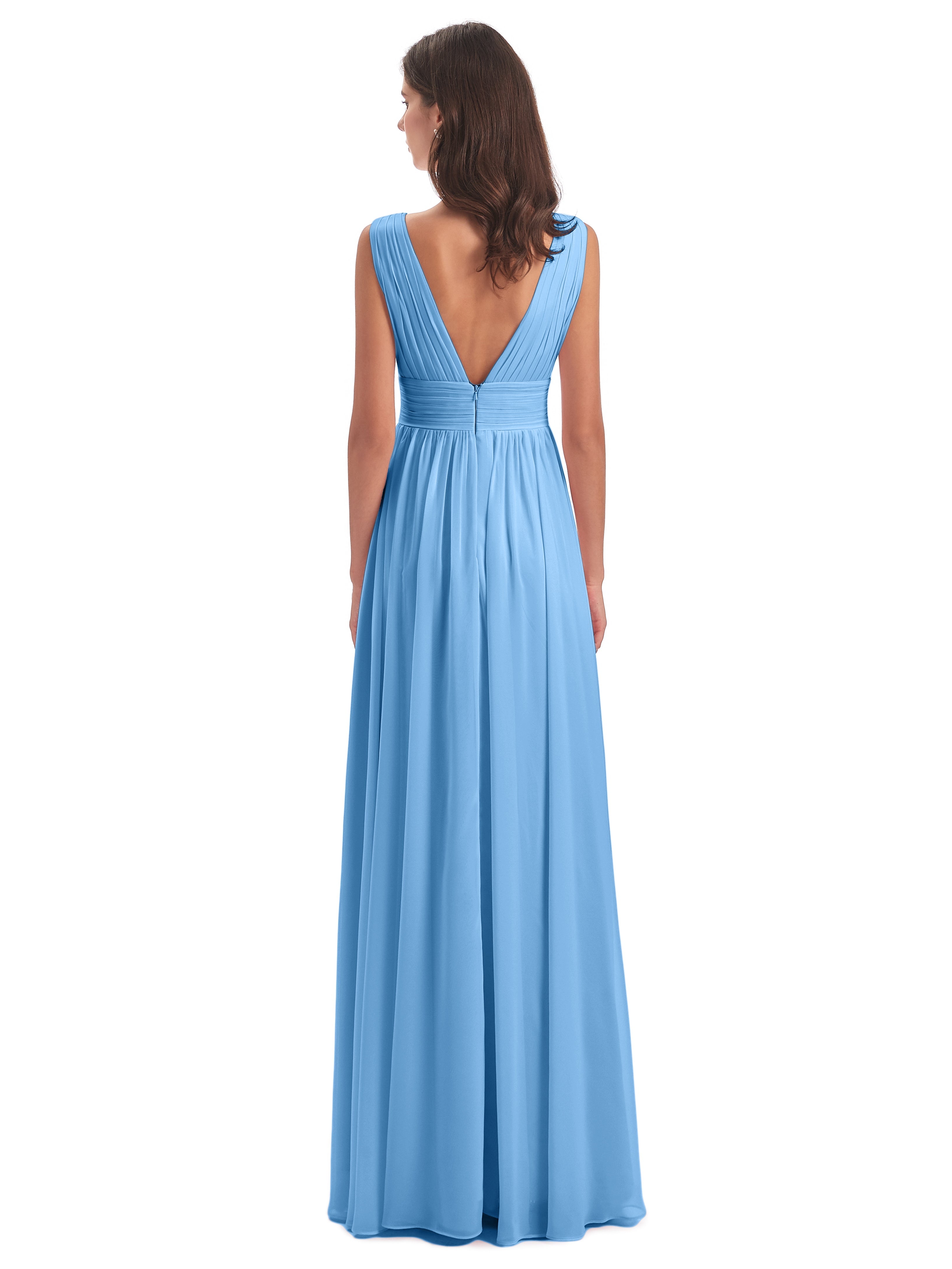 Robe Demoiselle D Honneur Bleu Emma Dos En V Fendue Devant Robes Demoiselle D'Honneur