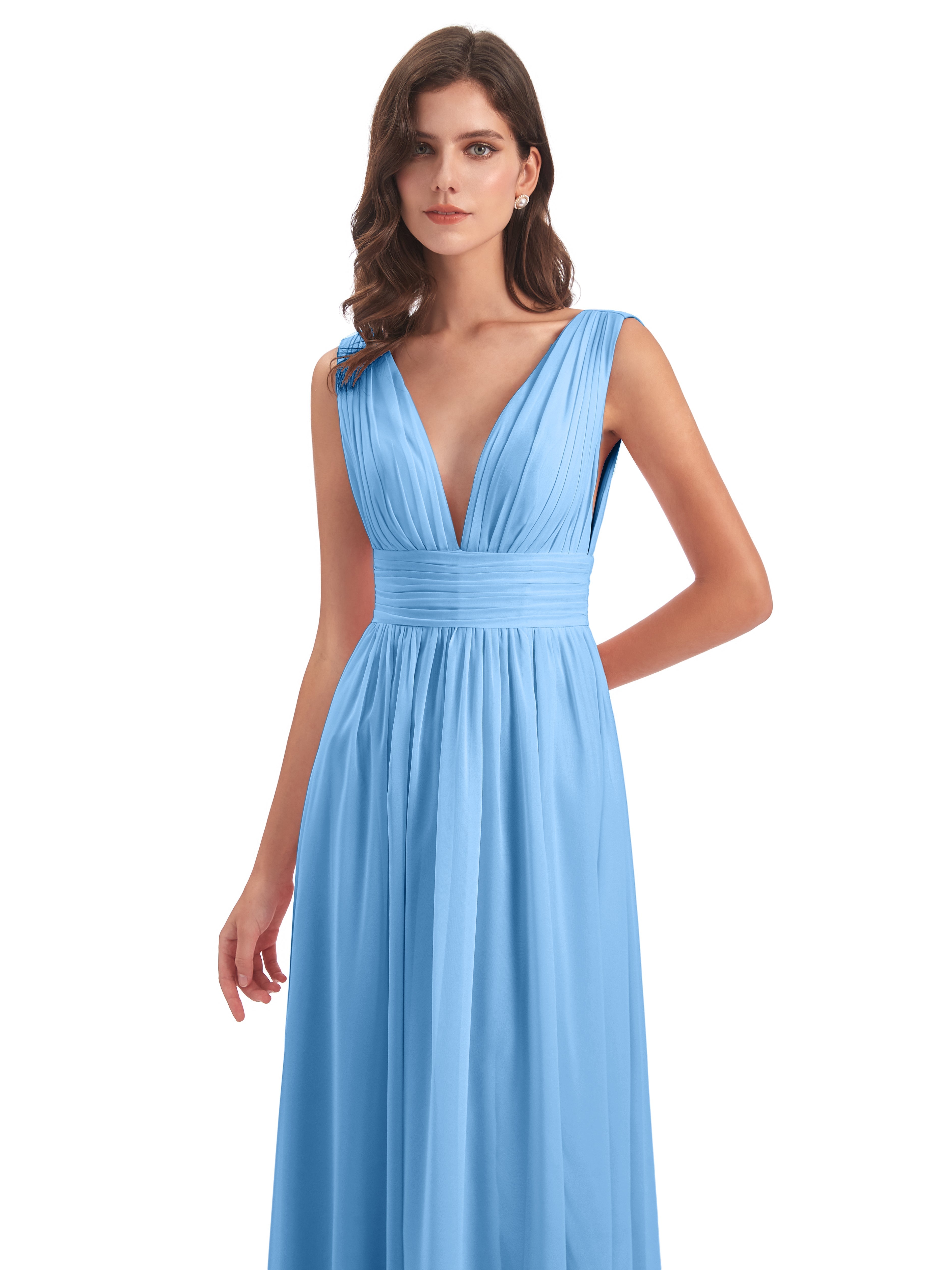Robe Demoiselle D Honneur Bleu Emma Dos En V Fendue Devant Robes Demoiselle D'Honneur