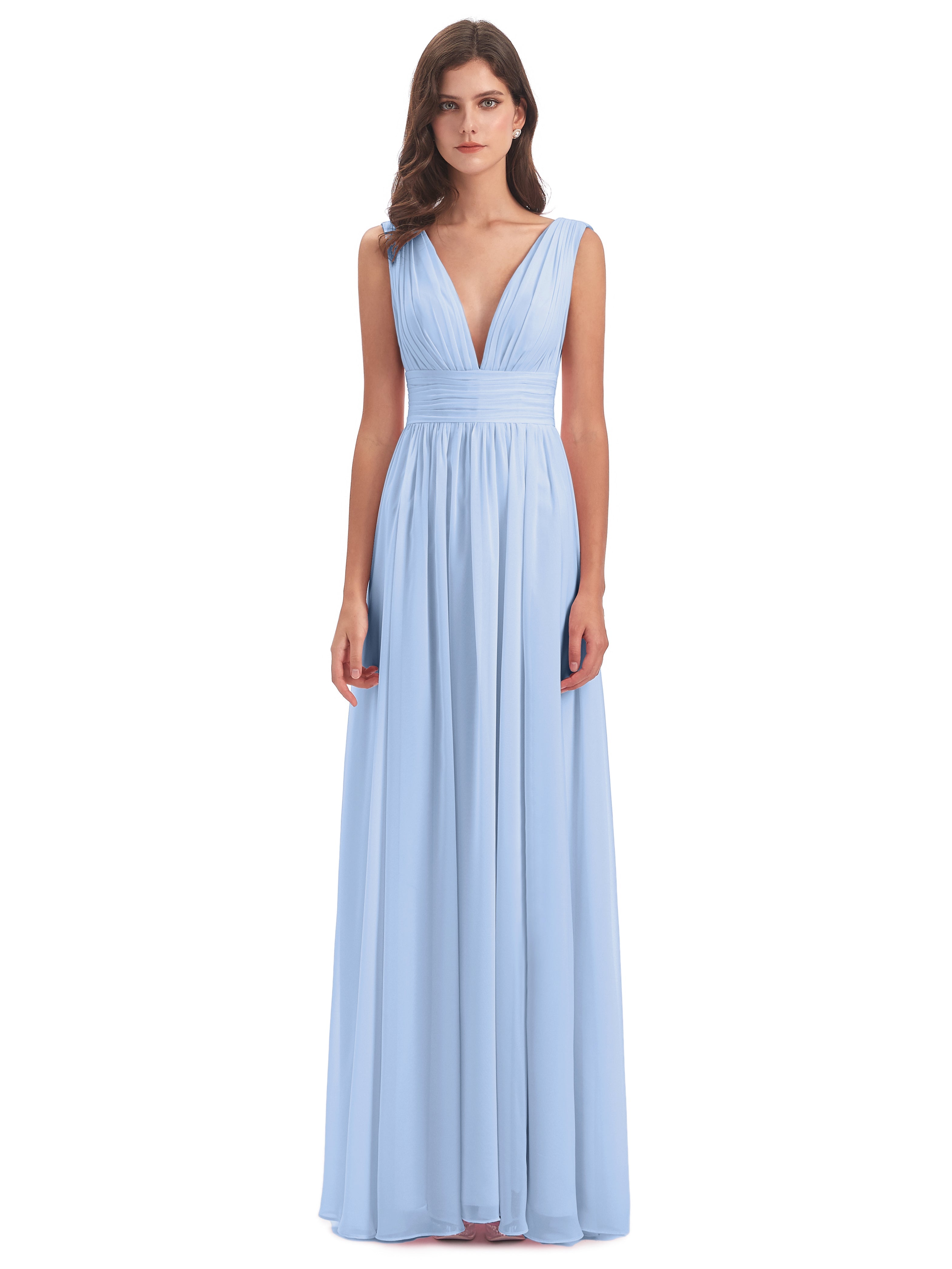 Robe Demoiselle D Honneur Bleu Ciel Emma Dos En V Fendue Devant Robes Demoiselle D'Honneur