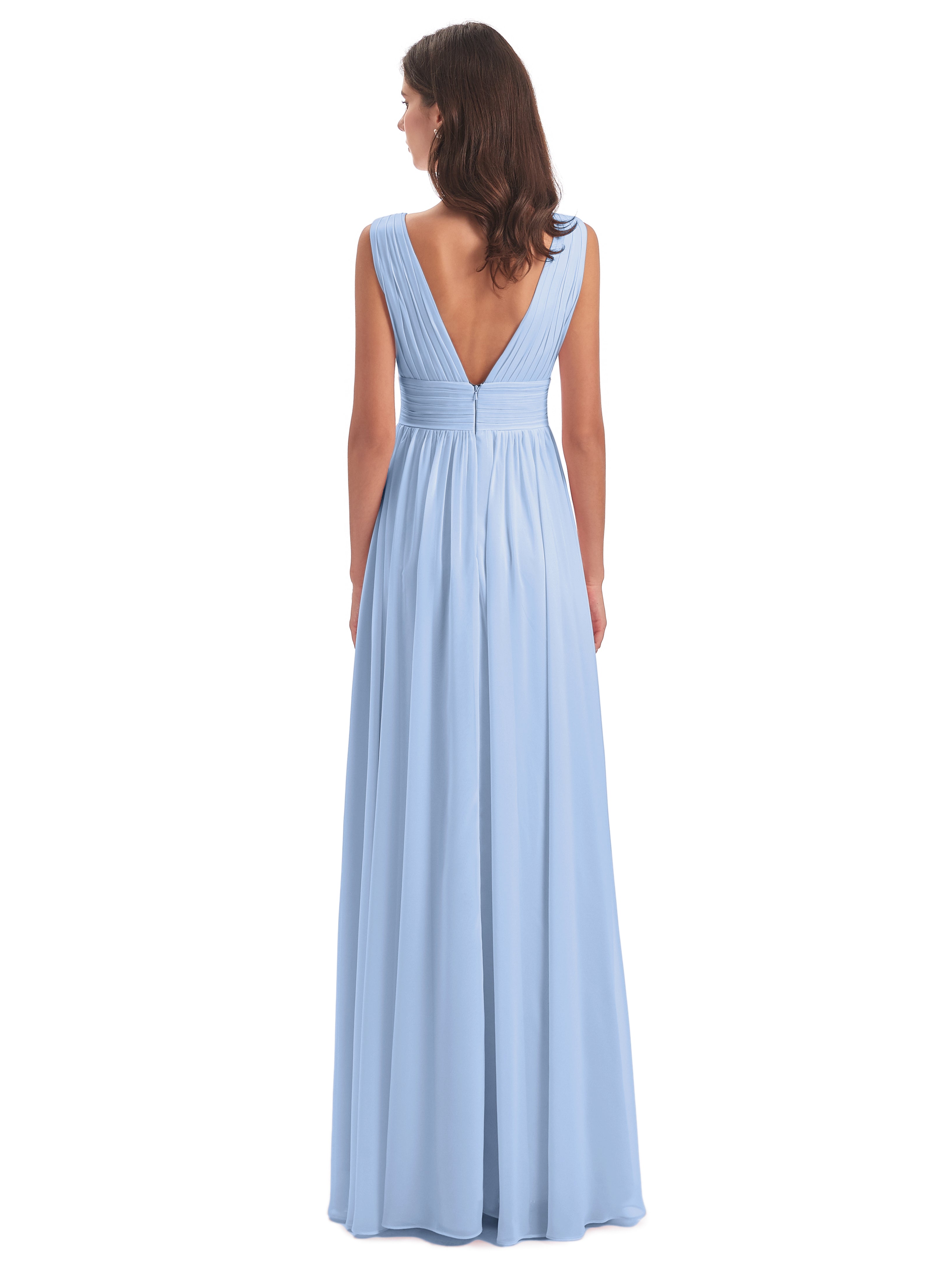 Robe Demoiselle D Honneur Bleu Ciel Emma Dos En V Fendue Devant Robes Demoiselle D'Honneur