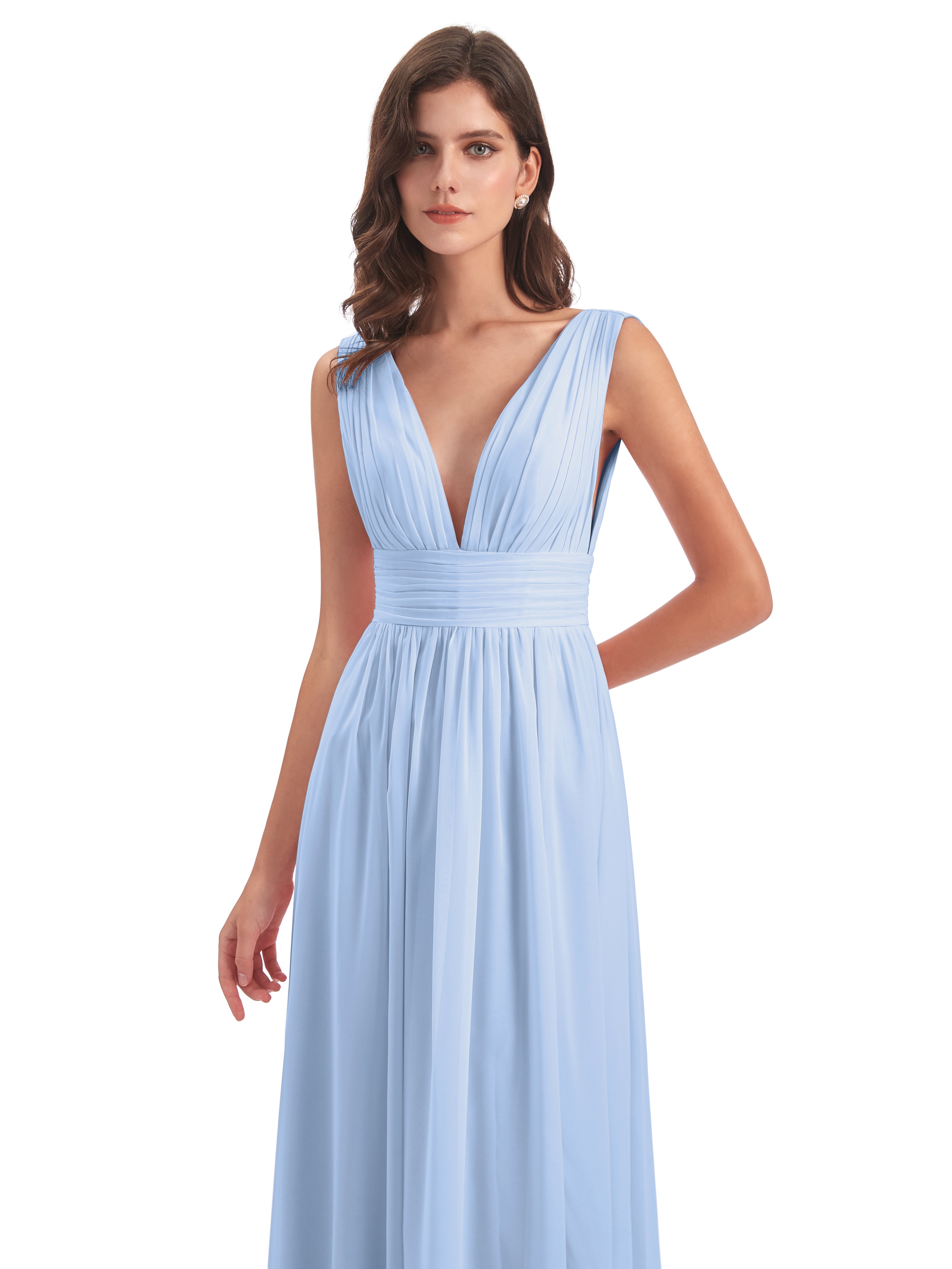 Robe Demoiselle D Honneur Bleu Ciel Emma Dos En V Fendue Devant Robes Demoiselle D'Honneur