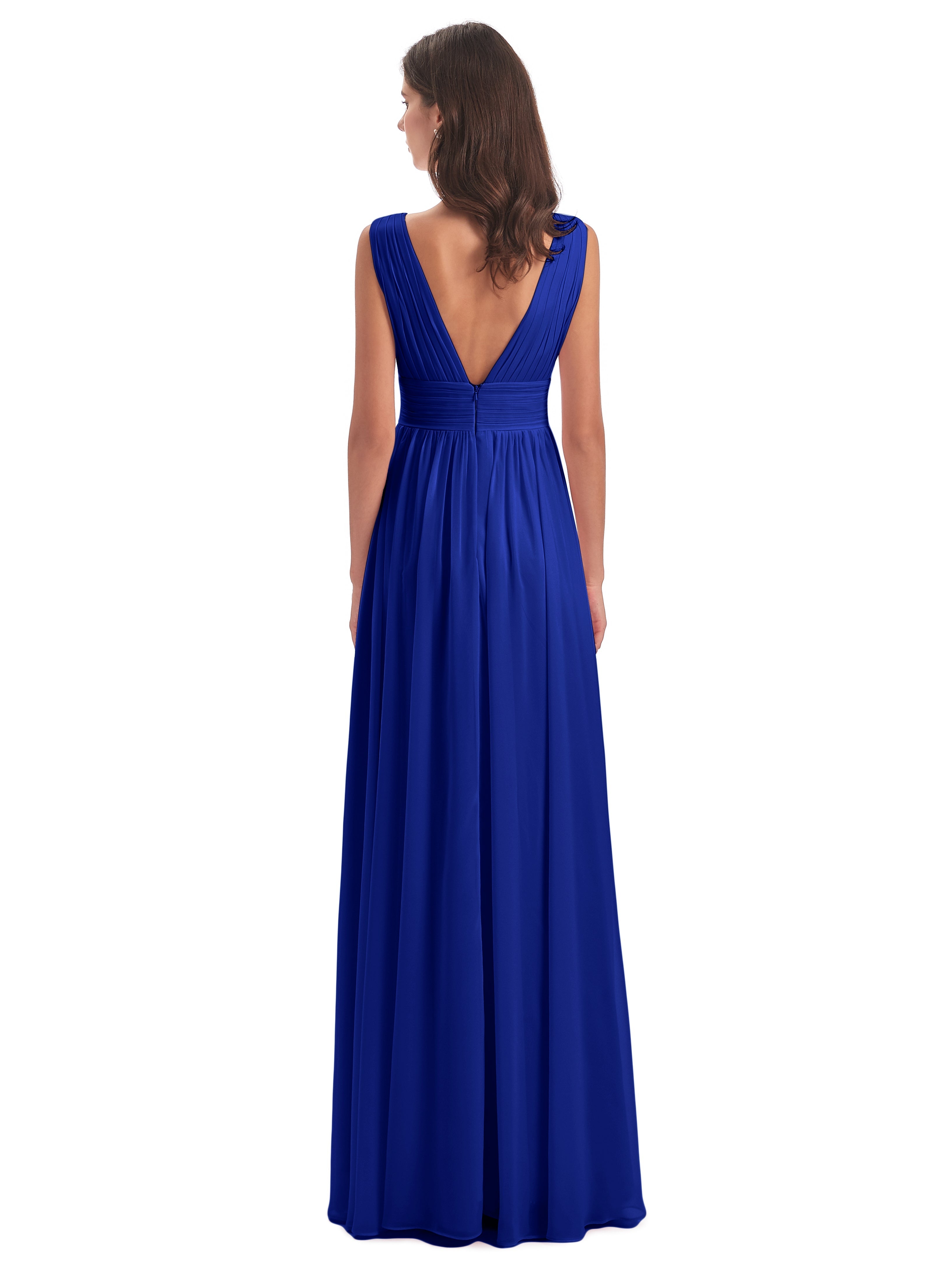Robe Demoiselle D Honneur Bleu Royal Emma Dos En V Fendue Devant Robes Demoiselle D'Honneur