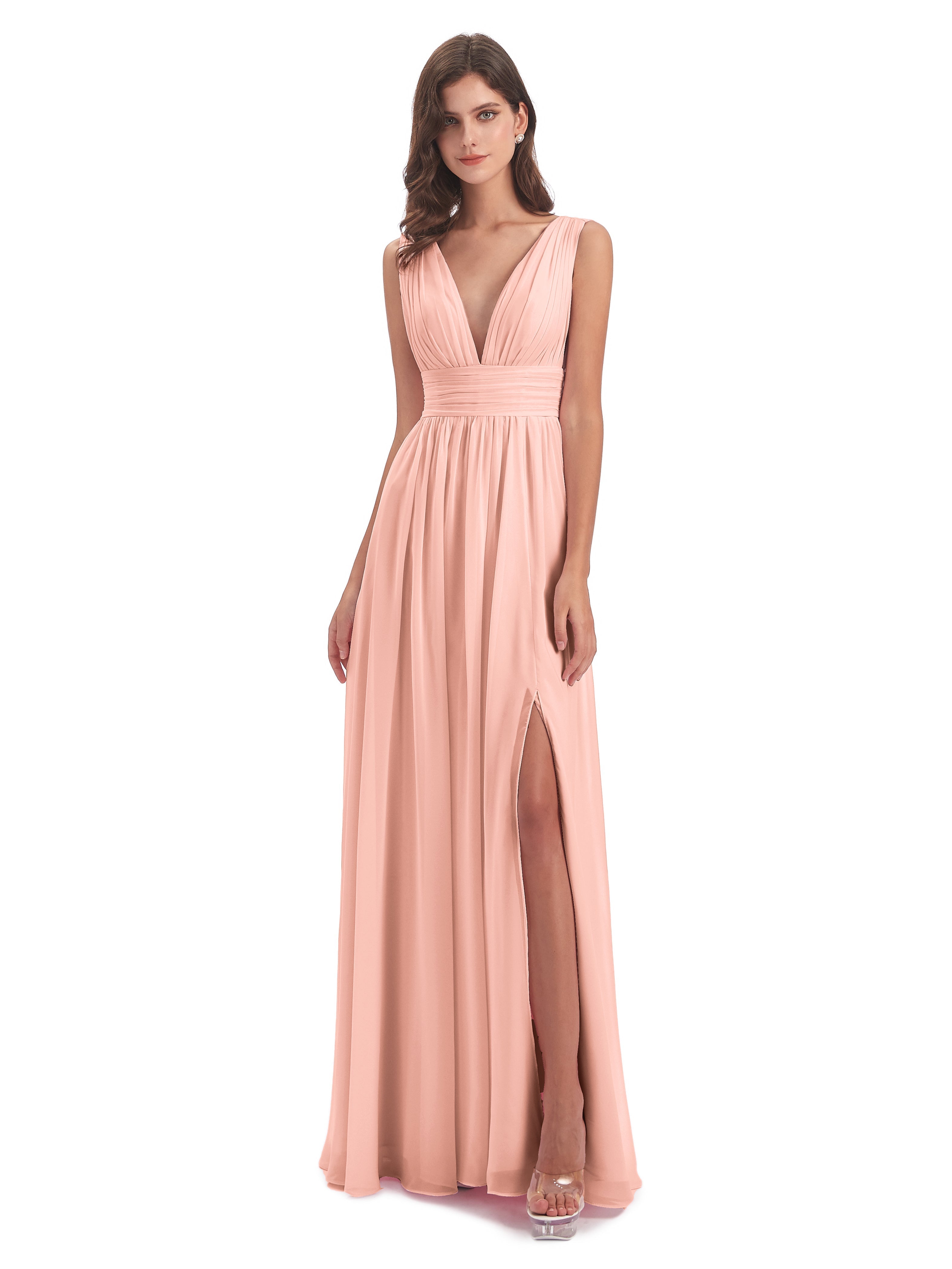 Robe Demoiselle D Honneur Corail Emma Dos En V Fendue Devant Robes Demoiselle D'Honneur