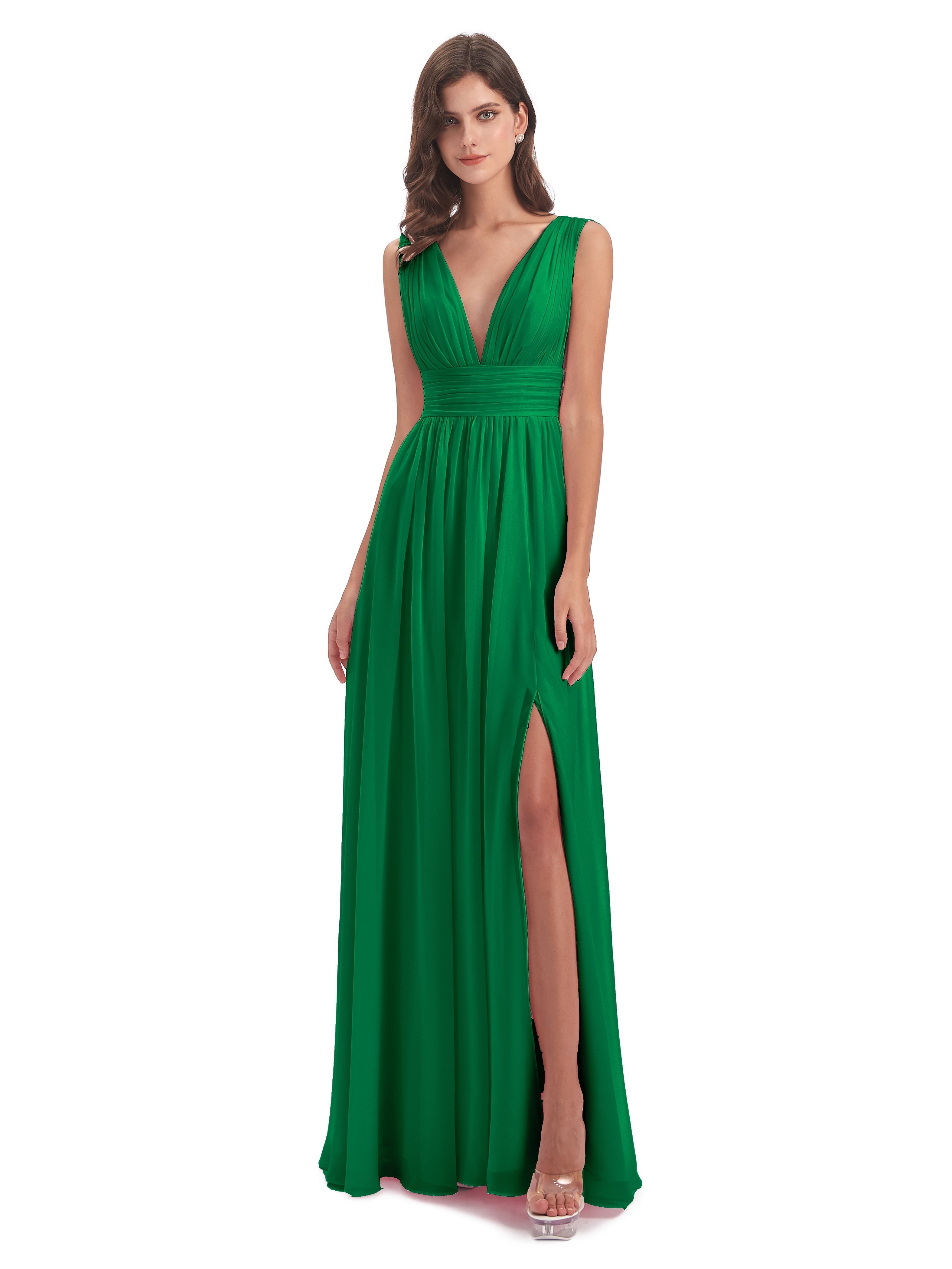 Robe Demoiselle D Honneur Vert Emeraude Emma Dos En V Fendue Devant Robes Demoiselle D'Honneur