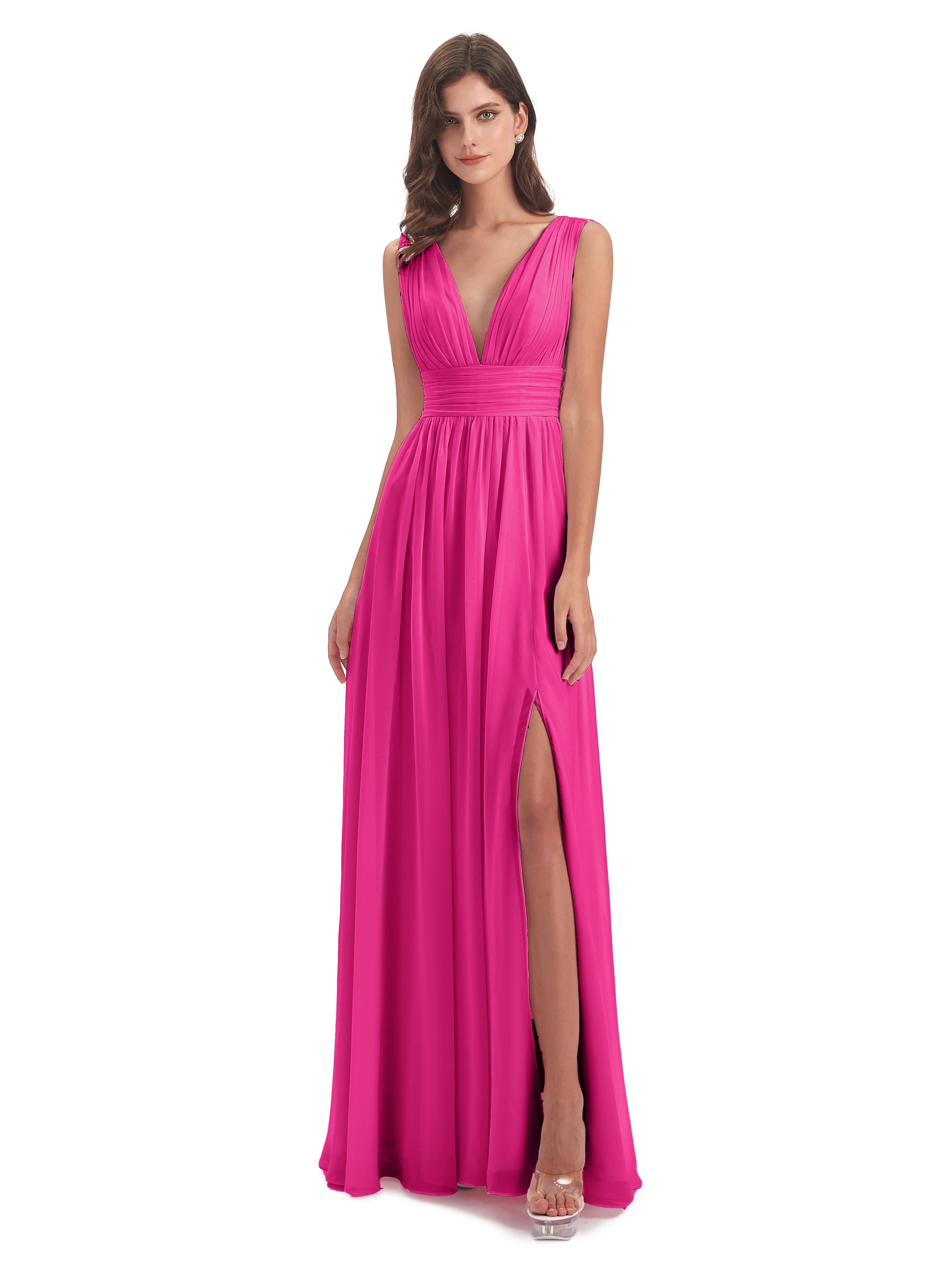Robe Demoiselle D Honneur Fuchsia Emma Dos En V Fendue Devant Robes Demoiselle D'Honneur