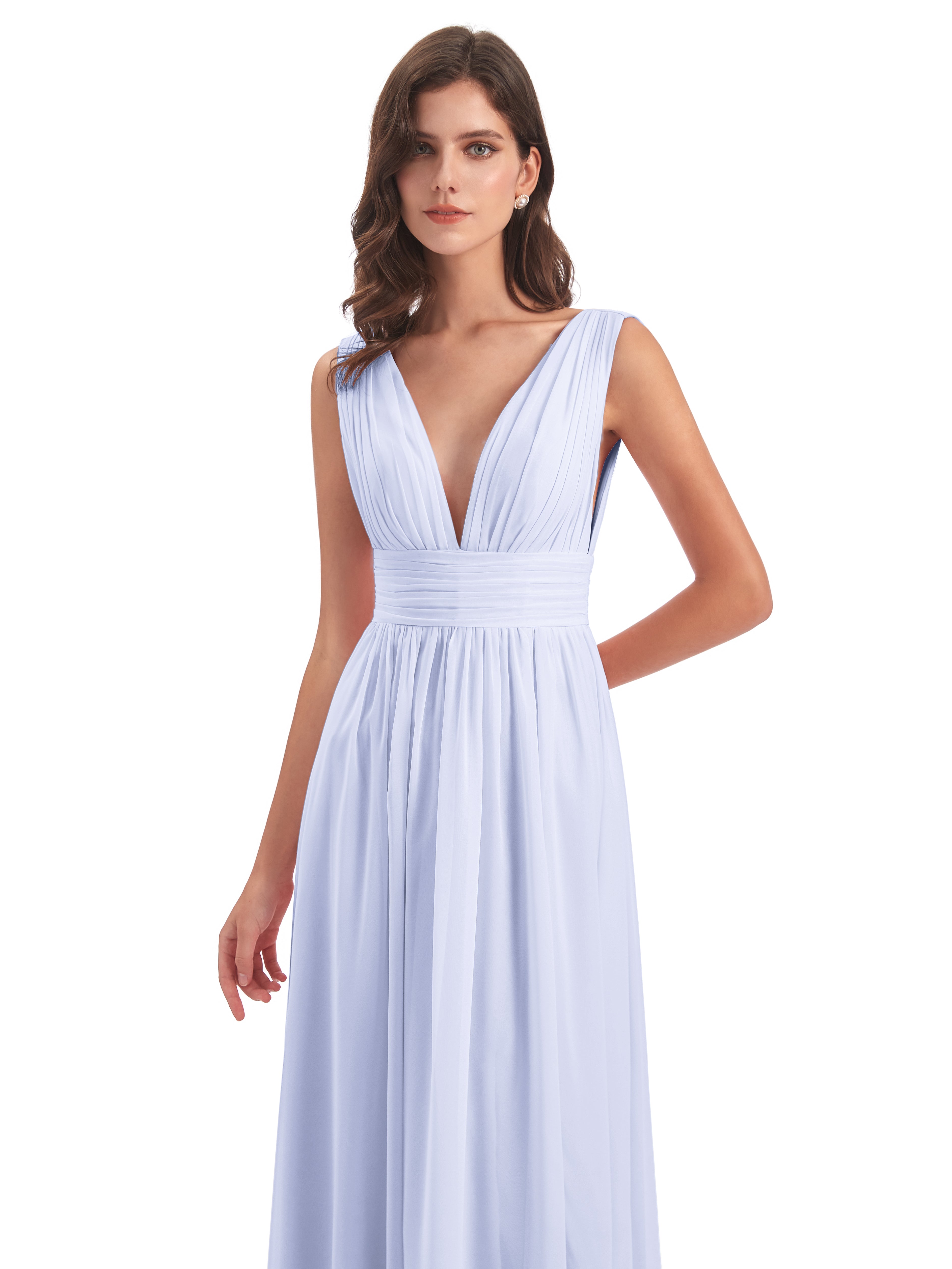 Robe Demoiselle D Honneur Lavande Emma Dos En V Fendue Devant Robes Demoiselle D'Honneur