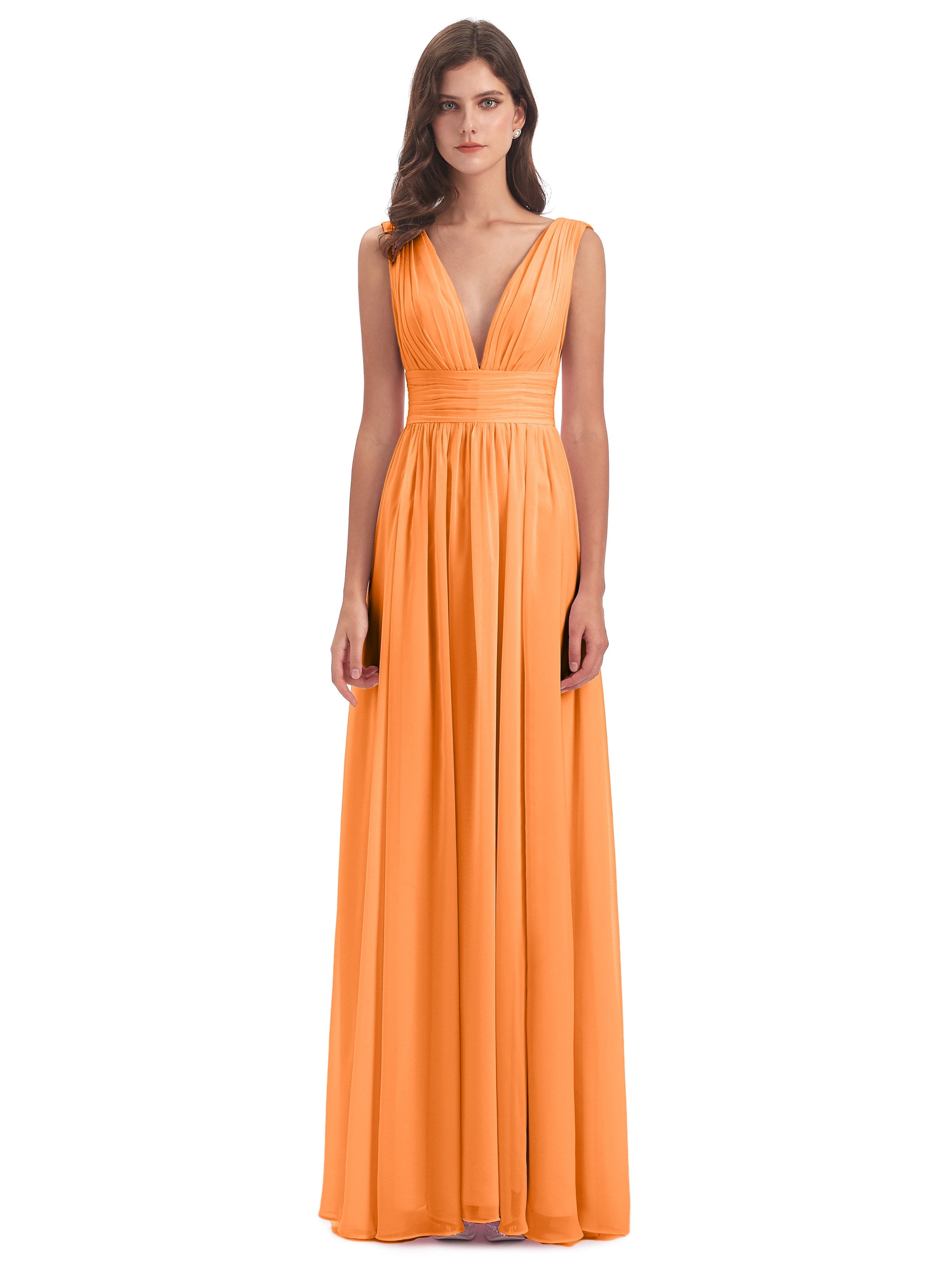 Robe Demoiselle D Honneur Orange Emma Dos En V Fendue Devant Robes Demoiselle D'Honneur