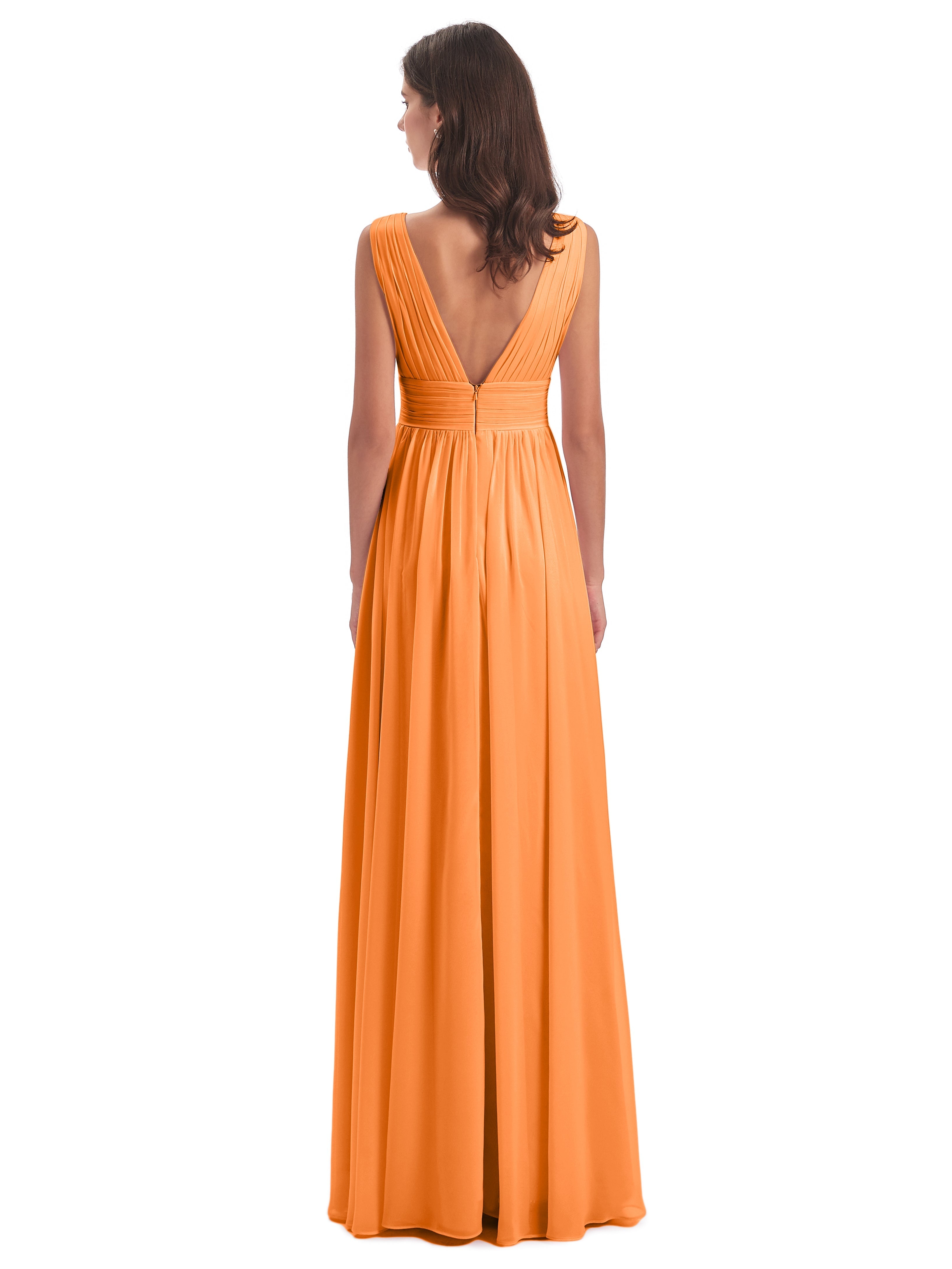 Robe Demoiselle D Honneur Orange Emma Dos En V Fendue Devant Robes Demoiselle D'Honneur
