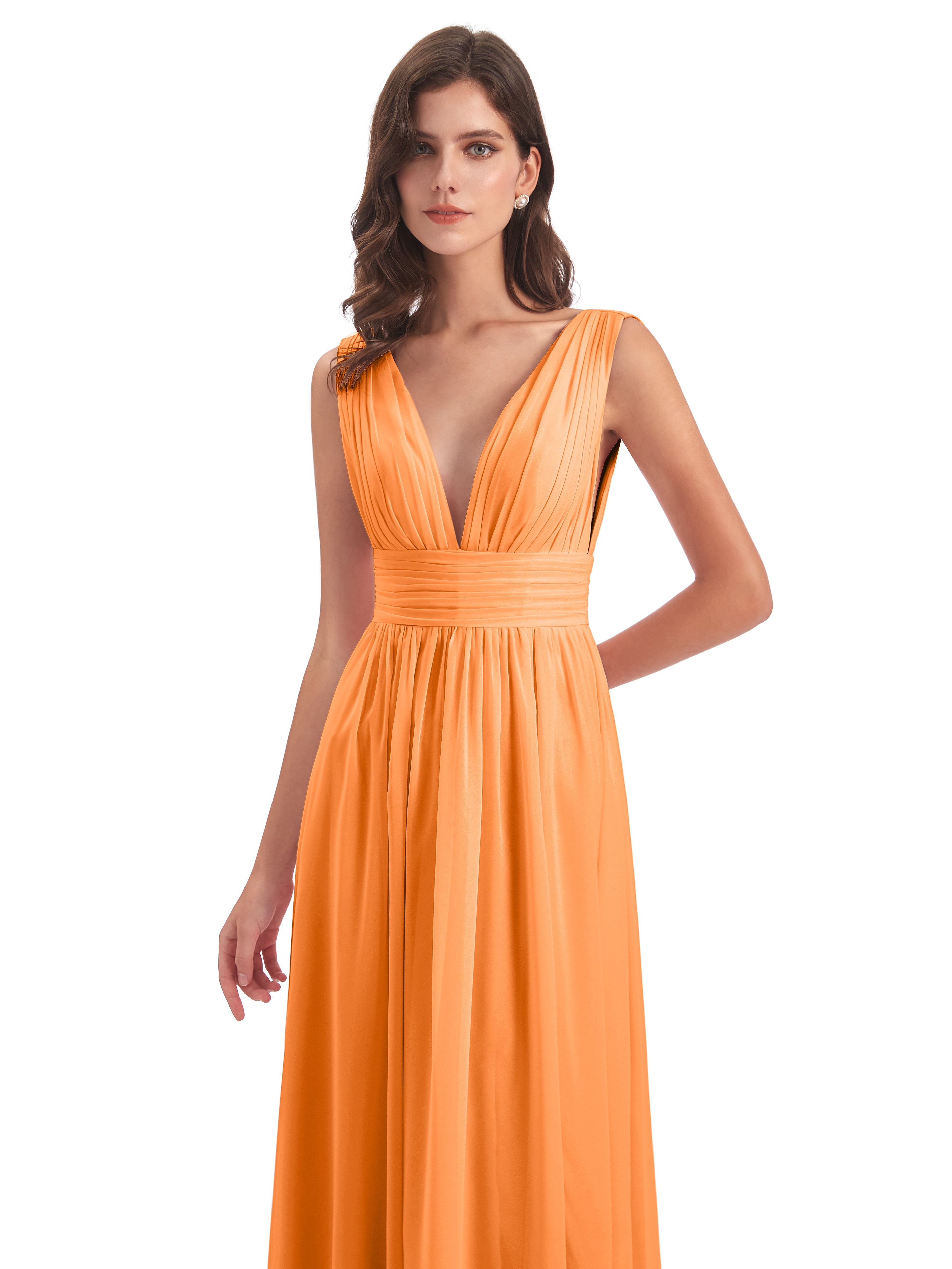 Robe Demoiselle D Honneur Orange Emma Dos En V Fendue Devant Robes Demoiselle D'Honneur