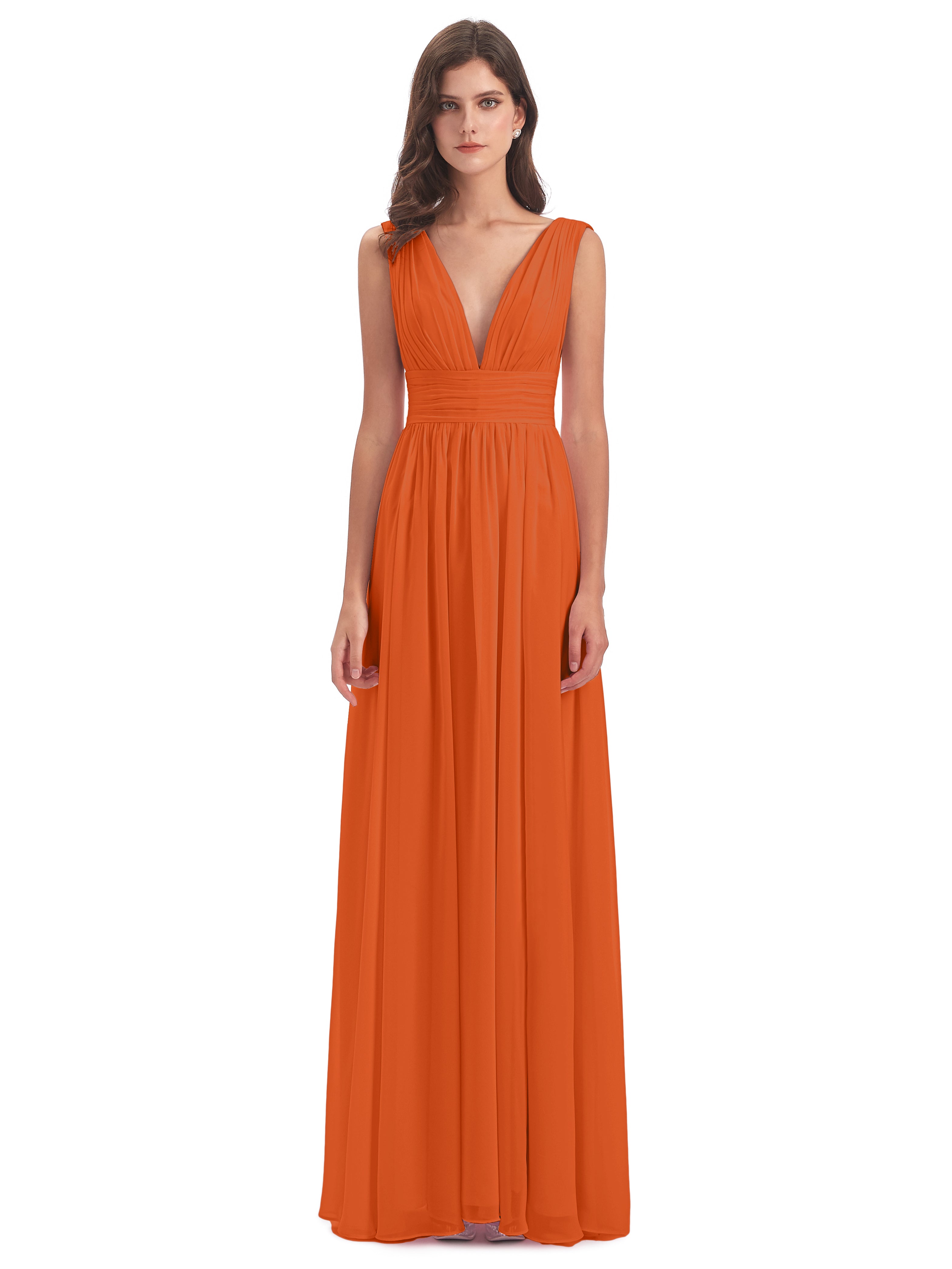 Robe Demoiselle D Honneur Orange Brulé Emma Dos En V Fendue Devant Robes Demoiselle D'Honneur