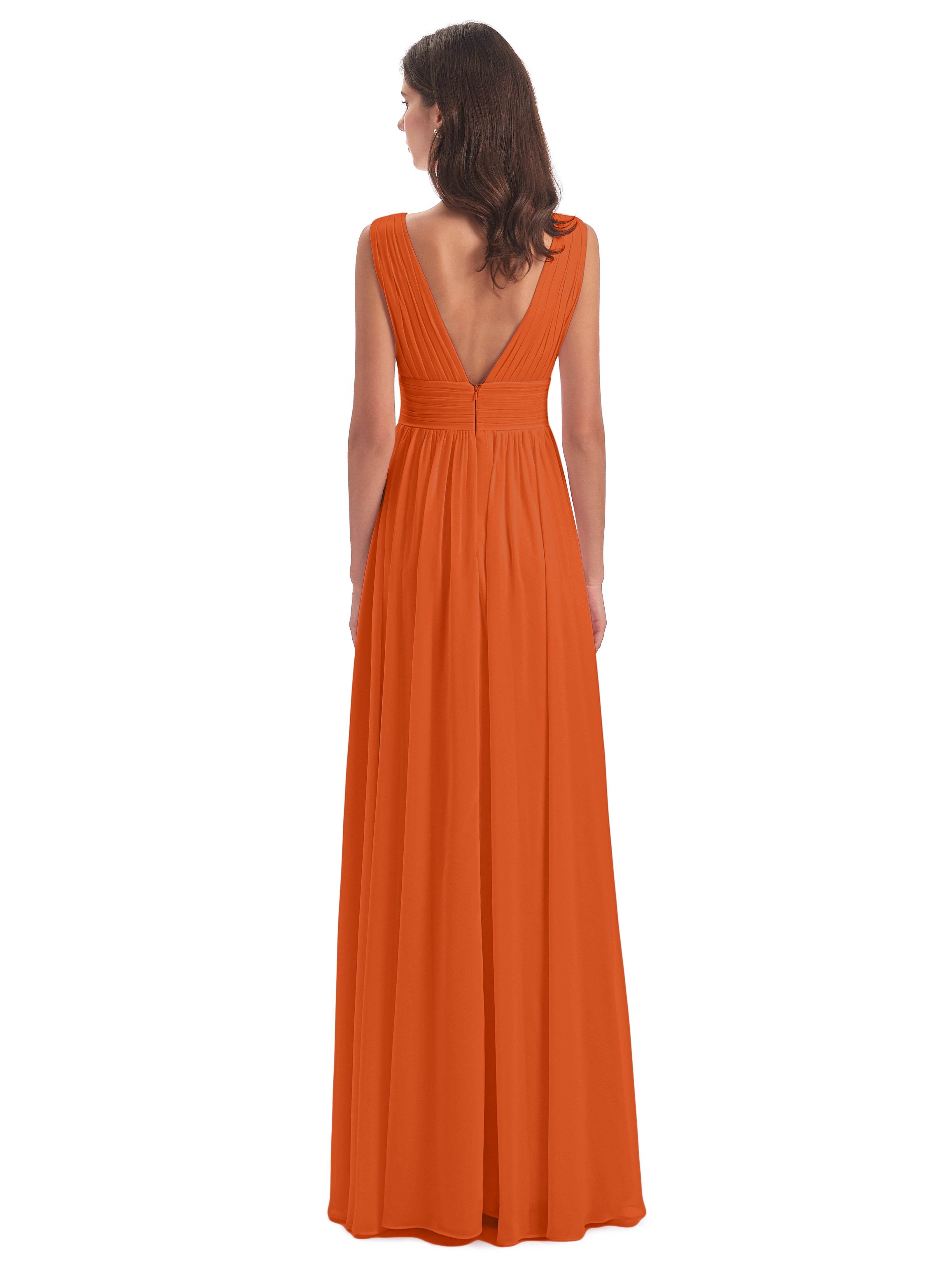 Robe Demoiselle D Honneur Orange Brulé Emma Dos En V Fendue Devant Robes Demoiselle D'Honneur