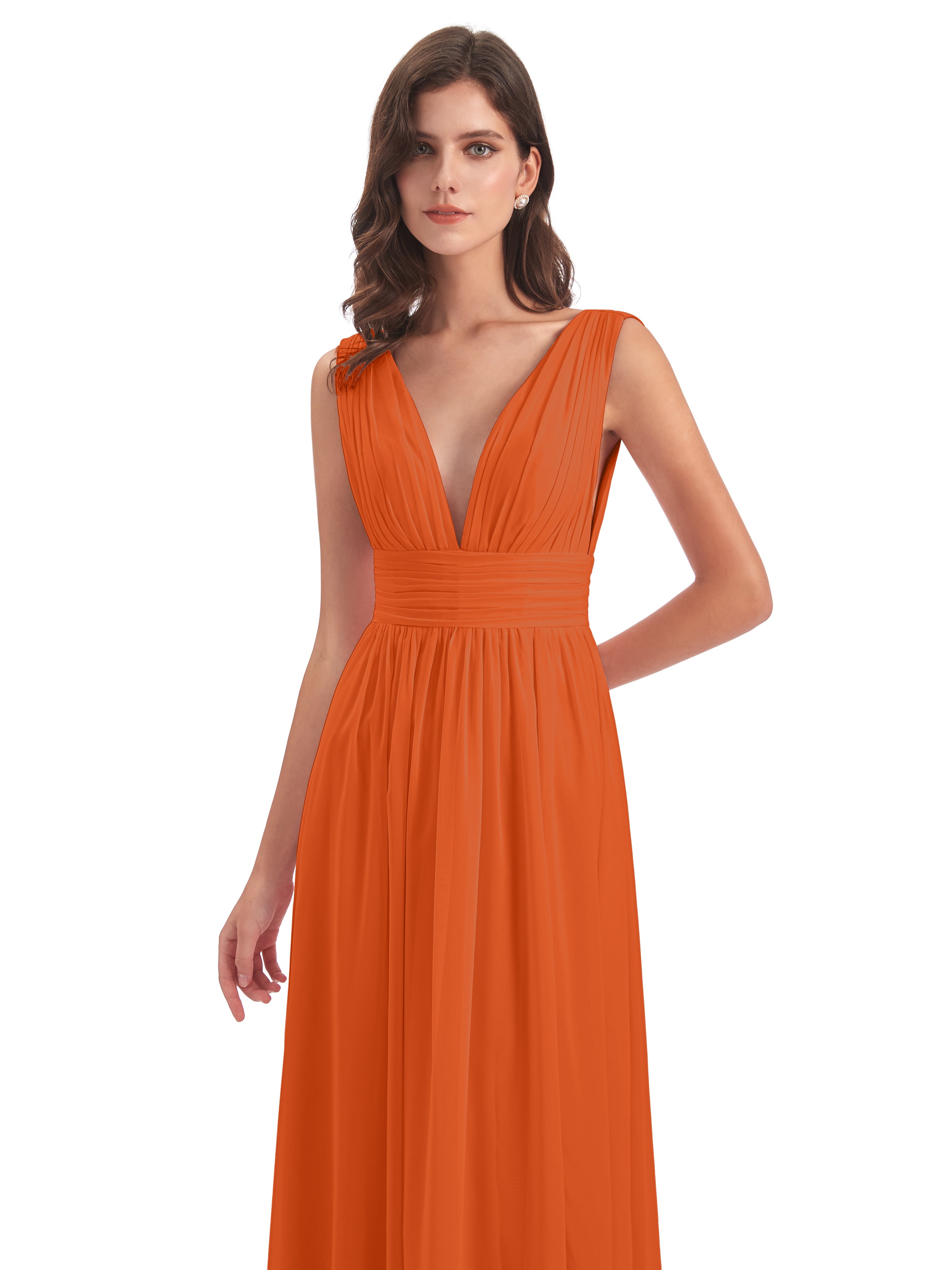Robe Demoiselle D Honneur Orange Brulé Emma Dos En V Fendue Devant Robes Demoiselle D'Honneur