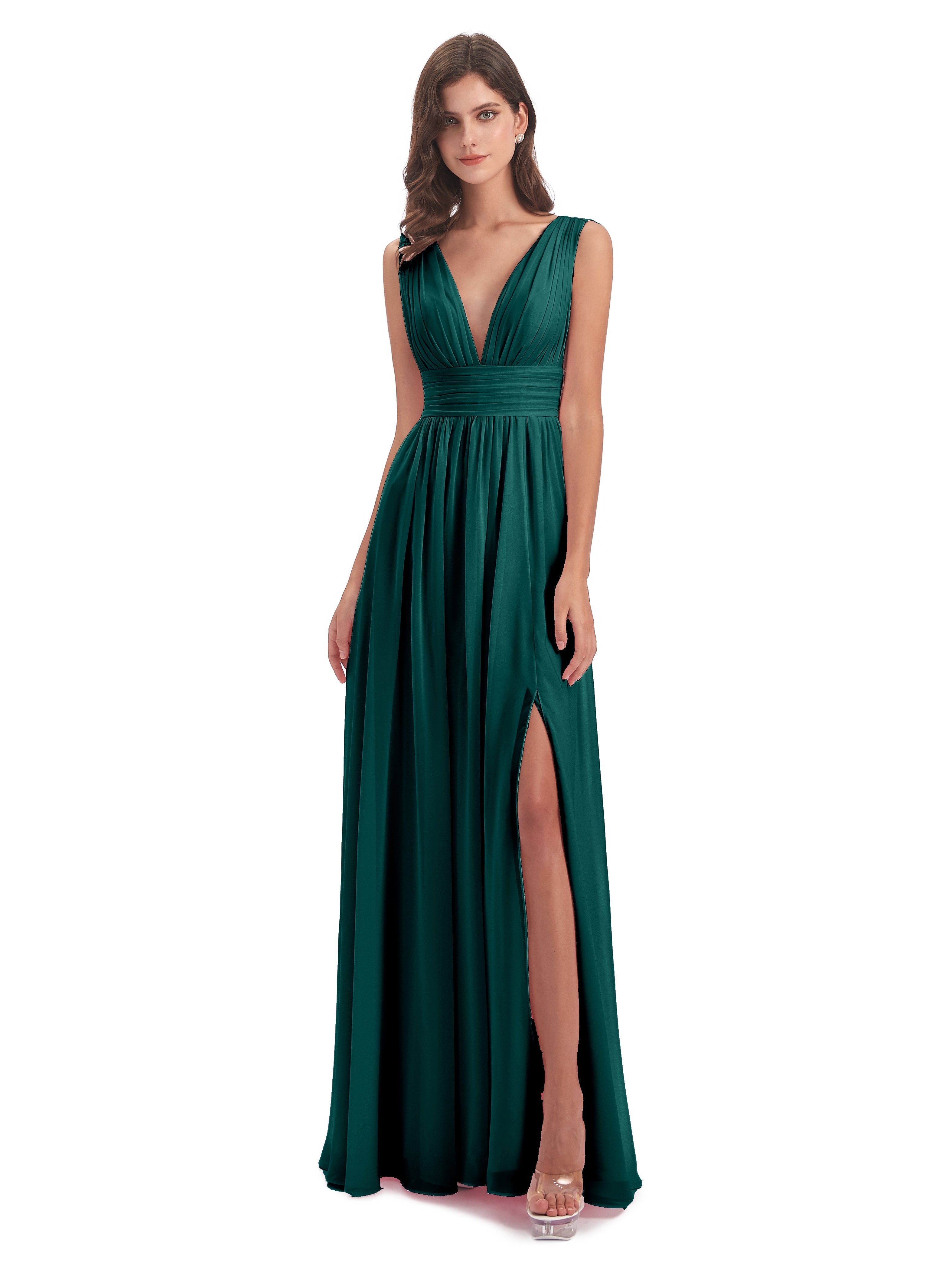 Robe Demoiselle D Honneur Bleu Paon Emma Dos En V Fendue Devant Robes Demoiselle D'Honneur