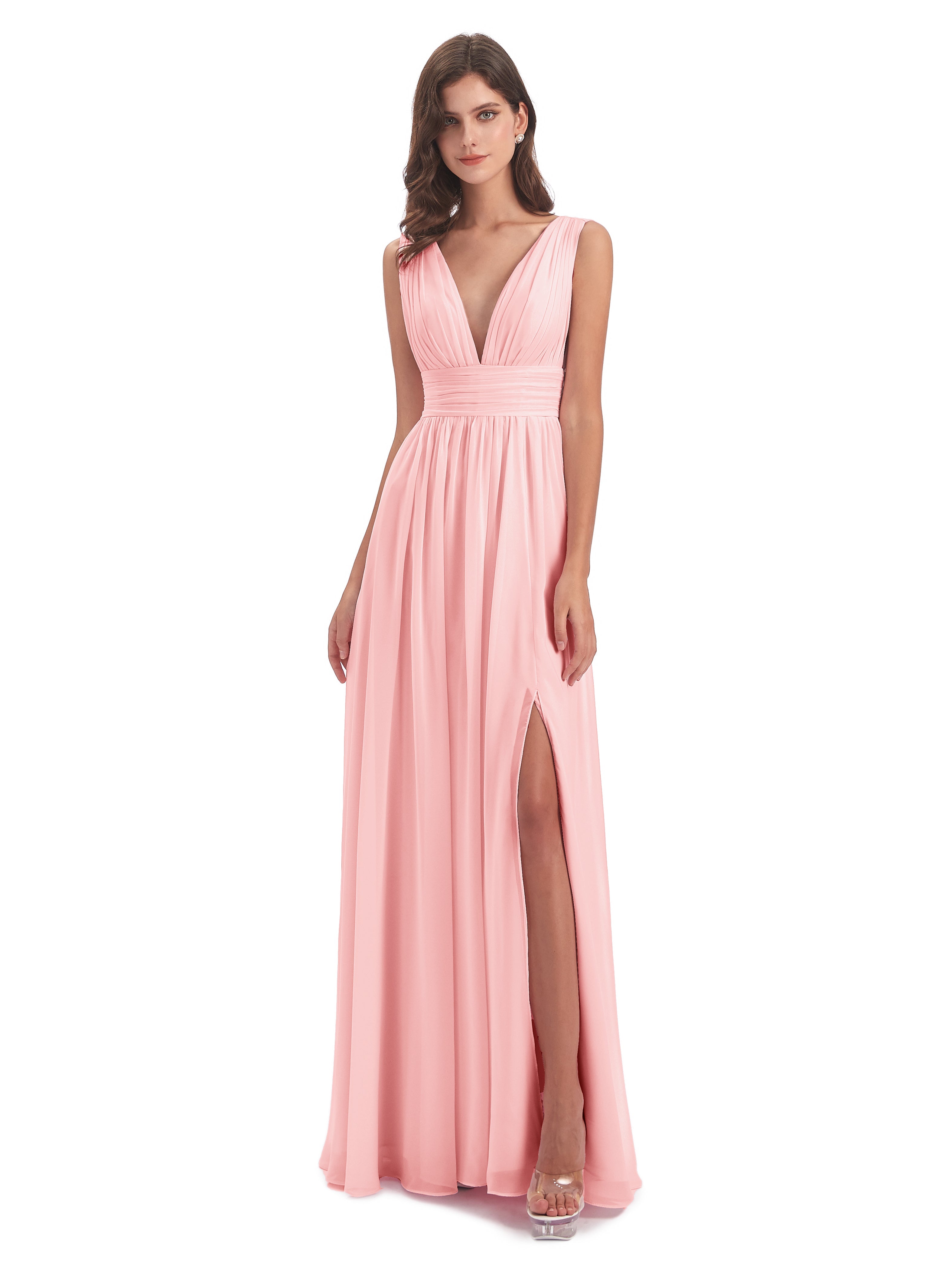 Robe Demoiselle D Honneur Rose Emma Dos En V Fendue Devant Robes Demoiselle D'Honneur