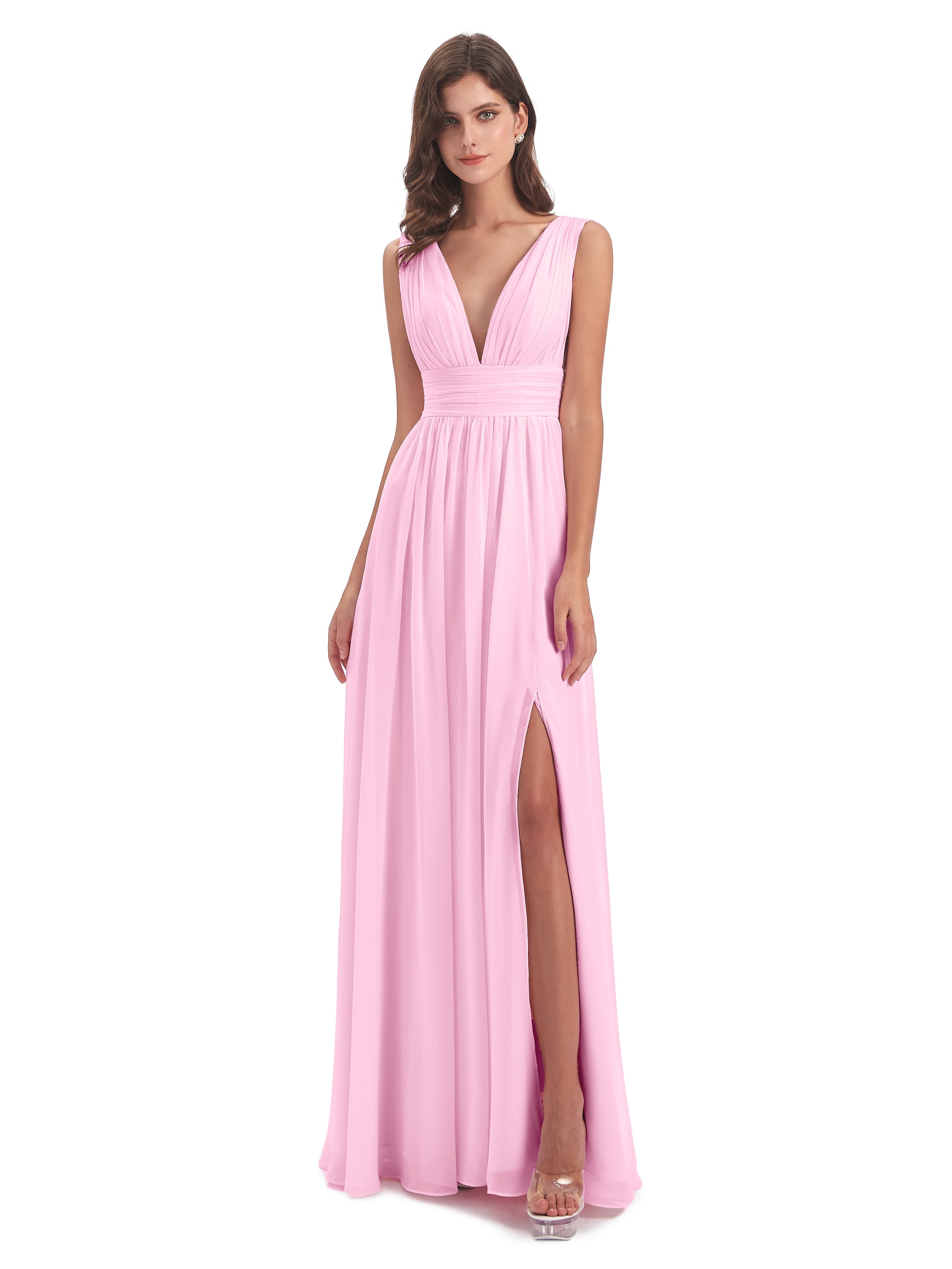 Robe Demoiselle D Honneur Rose Bonbon Emma Dos En V Fendue Devant Robes Demoiselle D'Honneur