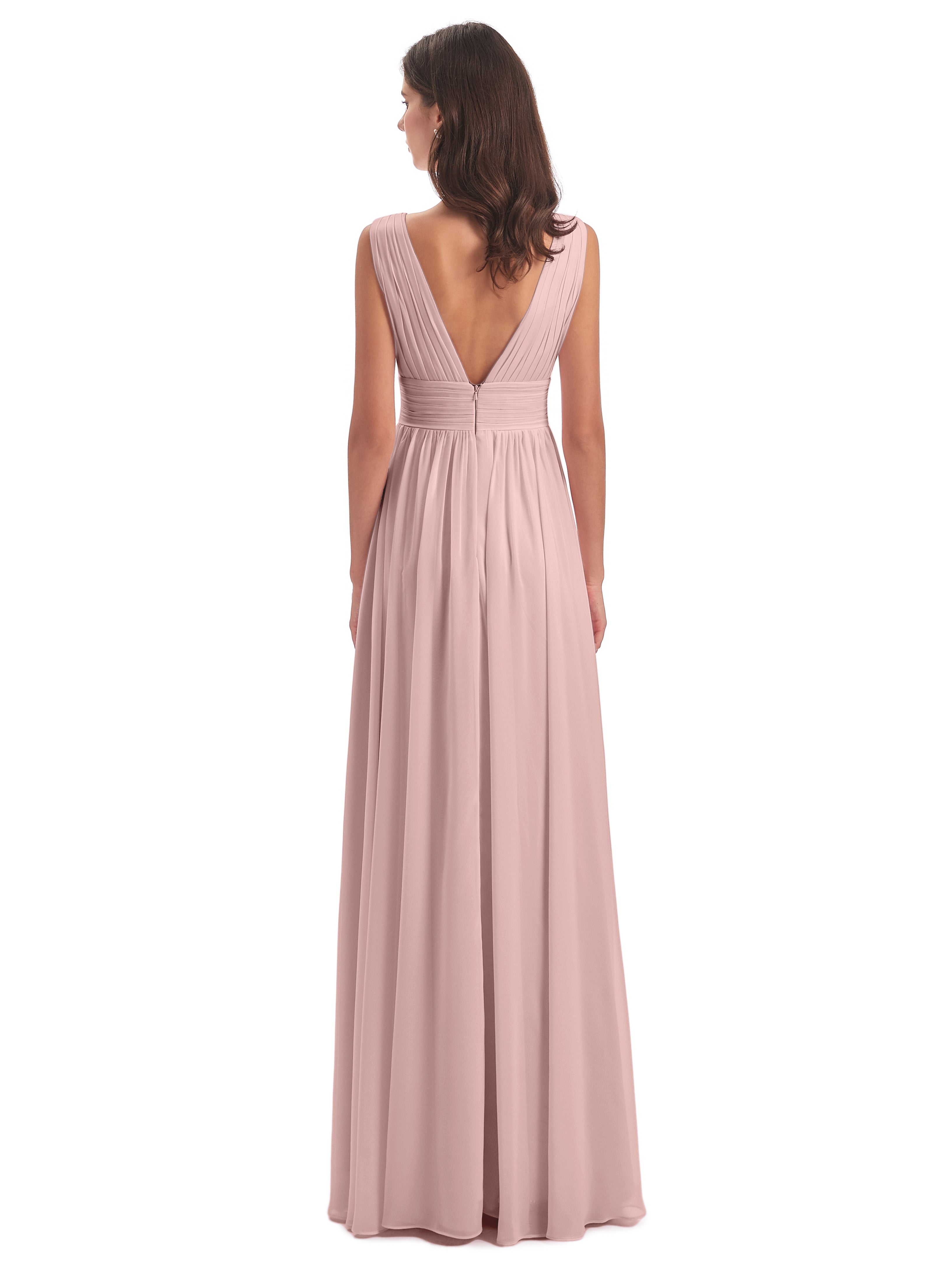 Robe Demoiselle D Honneur Rose Poudré Emma Dos En V Fendue Devant Robes Demoiselle D'Honneur