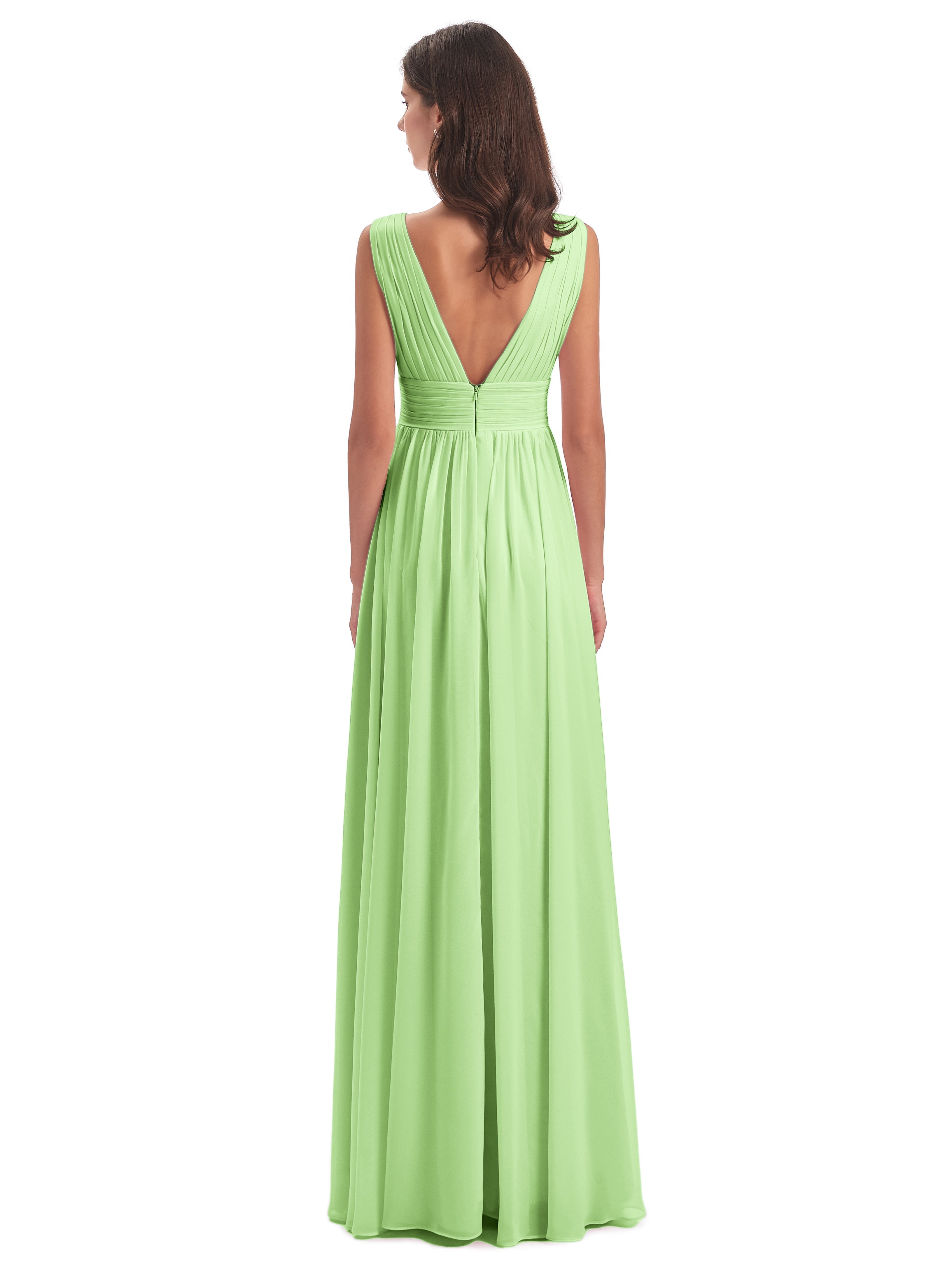 Robe Demoiselle D Honneur Vert Sauge Emma Dos En V Fendue Devant Robes Demoiselle D'Honneur