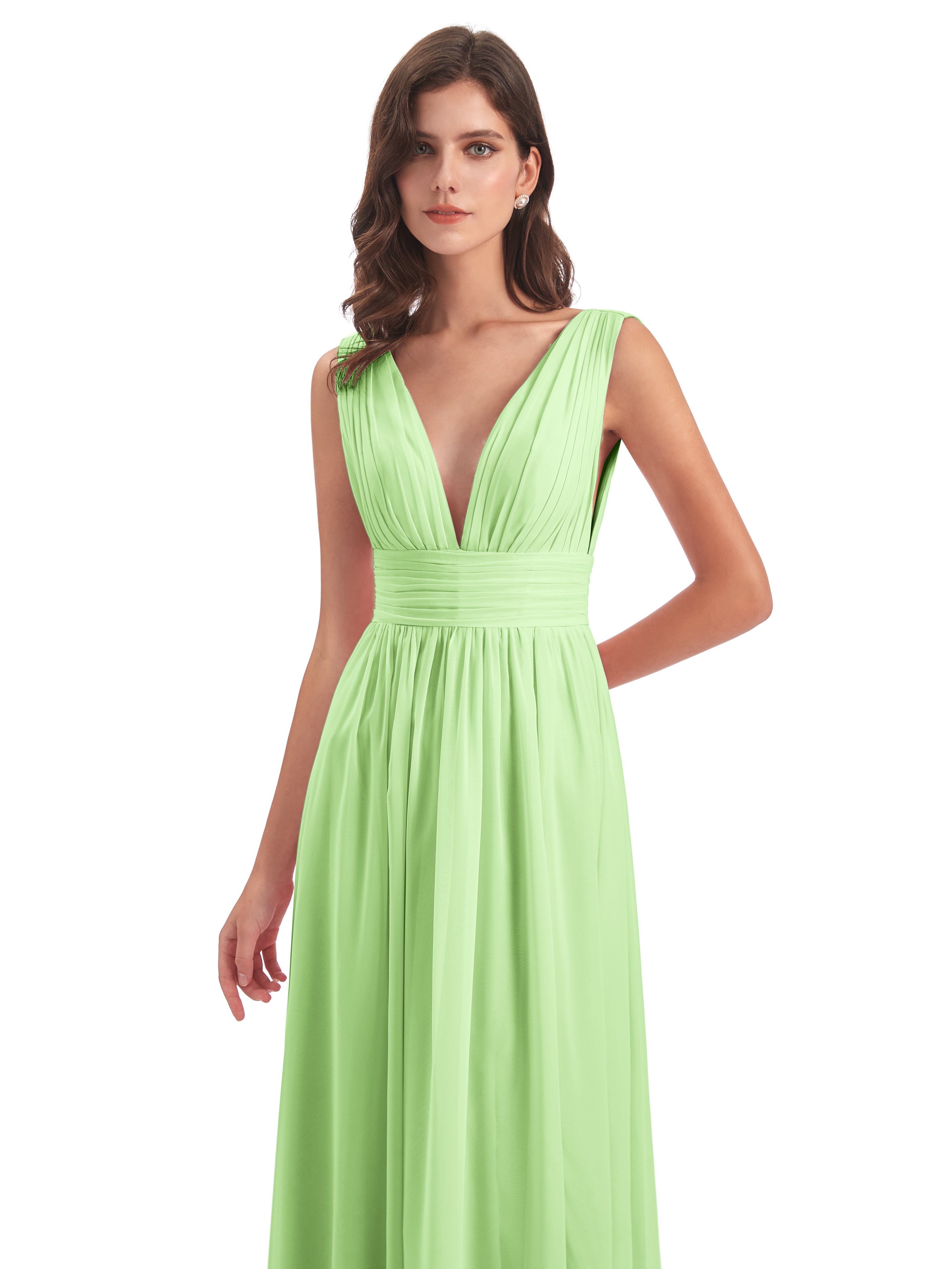 Robe Demoiselle D Honneur Vert Sauge Emma Dos En V Fendue Devant Robes Demoiselle D'Honneur