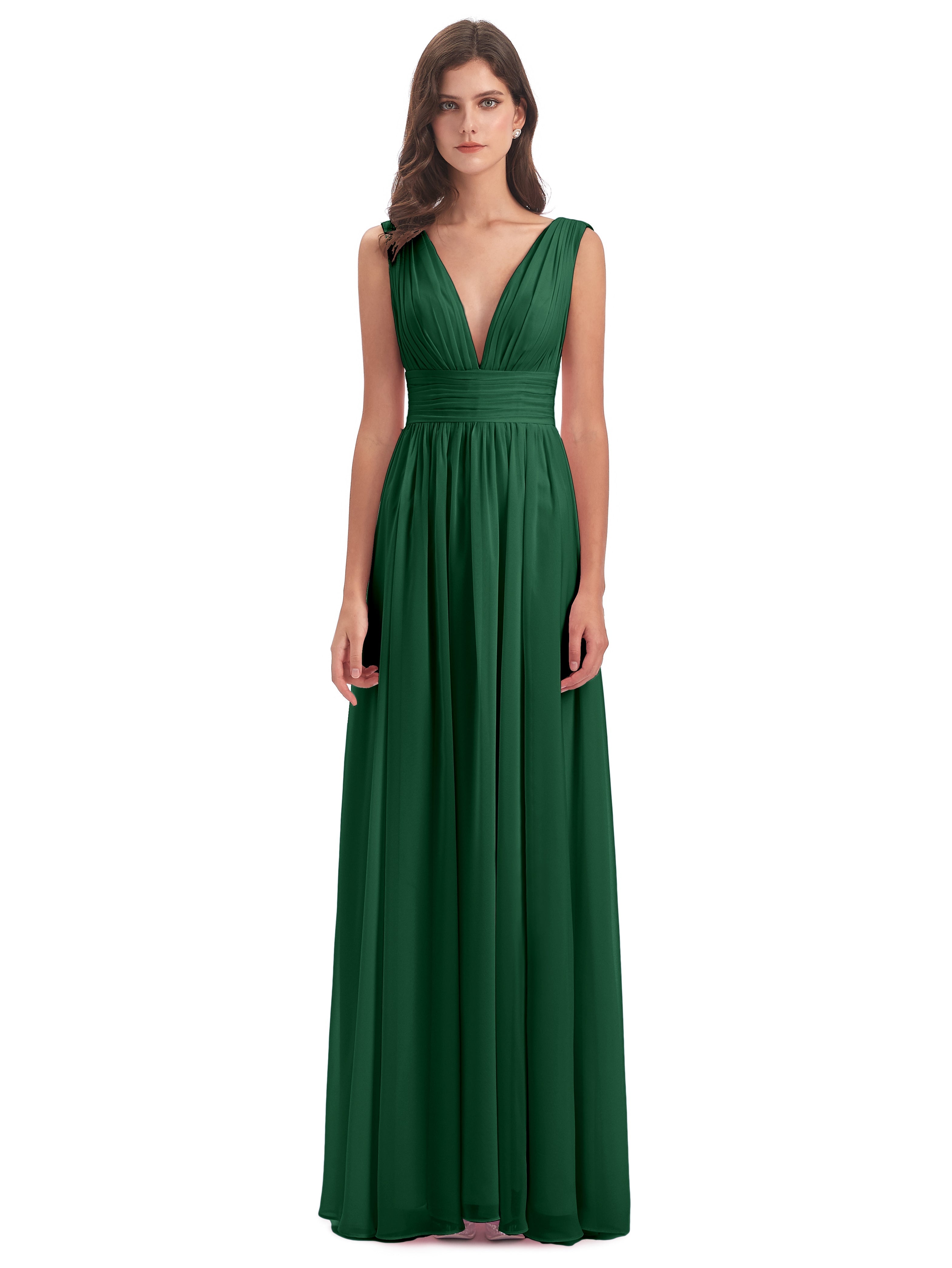 Robe Demoiselle D Honneur Vert Foncé Emma Dos En V Fendue Devant Robes Demoiselle D'Honneur