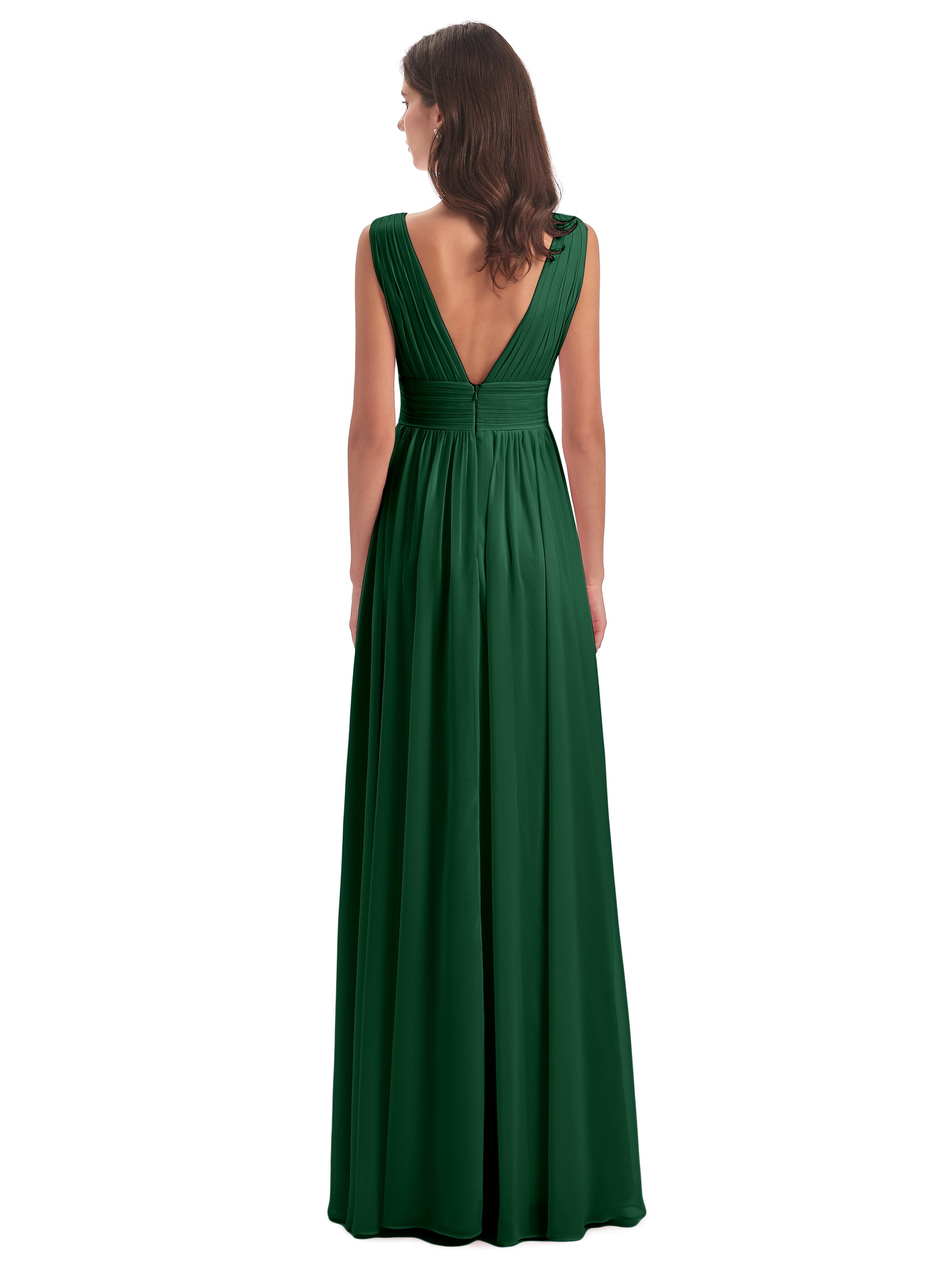 Robe Demoiselle D Honneur Vert Foncé Emma Dos En V Fendue Devant Robes Demoiselle D'Honneur