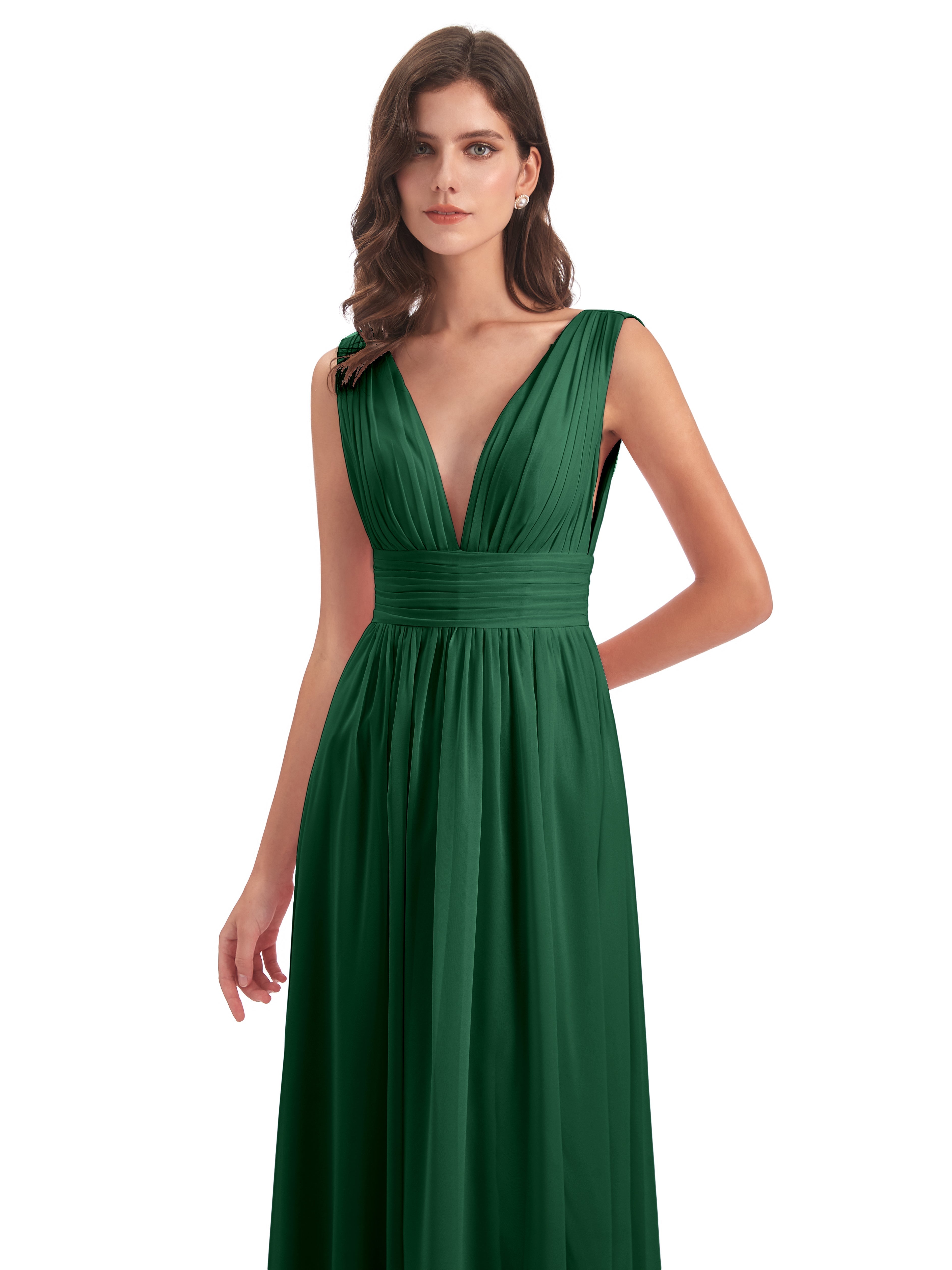 Robe Demoiselle D Honneur Vert Foncé Emma Dos En V Fendue Devant Robes Demoiselle D'Honneur