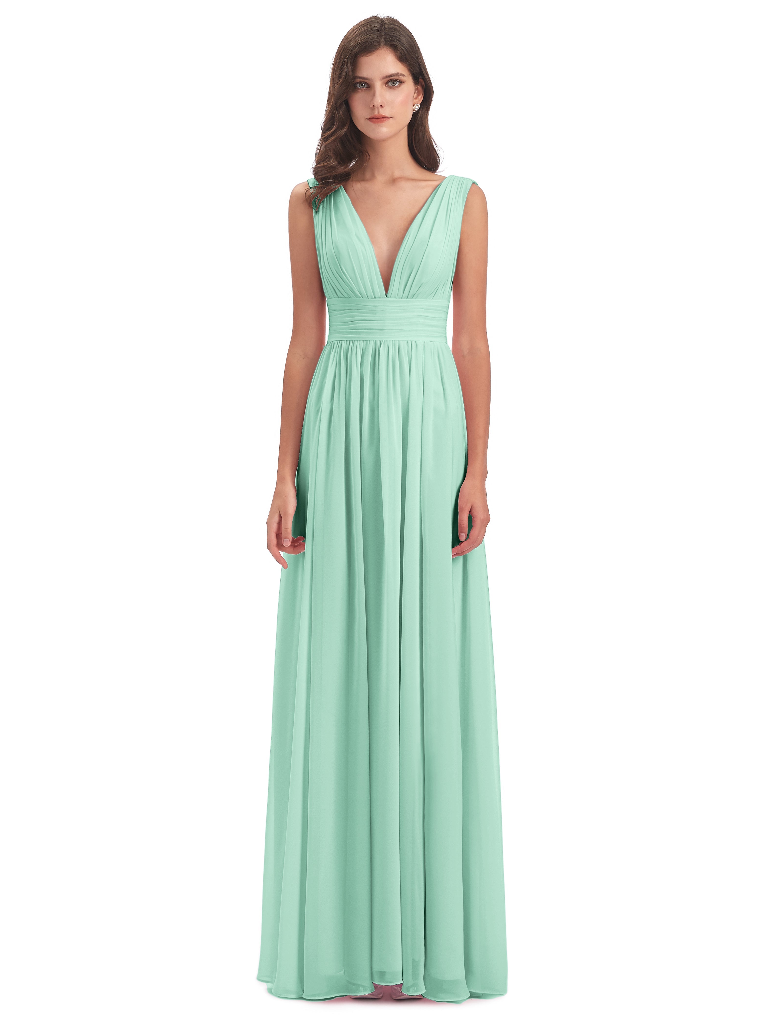 Robe Demoiselle D Honneur Vert Menthe Emma Dos En V Fendue Devant Robes Demoiselle D'Honneur