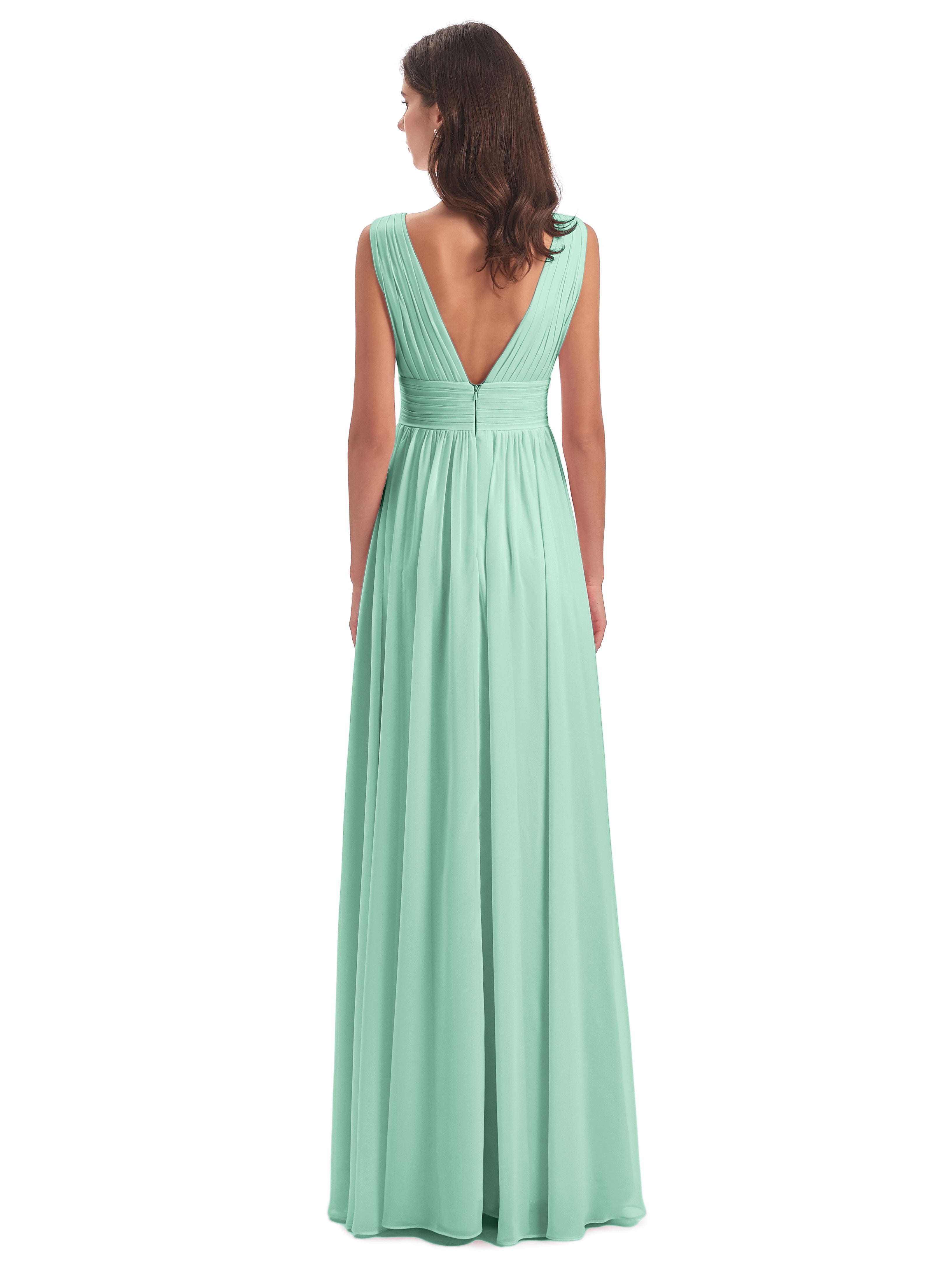 Robe Demoiselle D Honneur Vert Menthe Emma Dos En V Fendue Devant Robes Demoiselle D'Honneur
