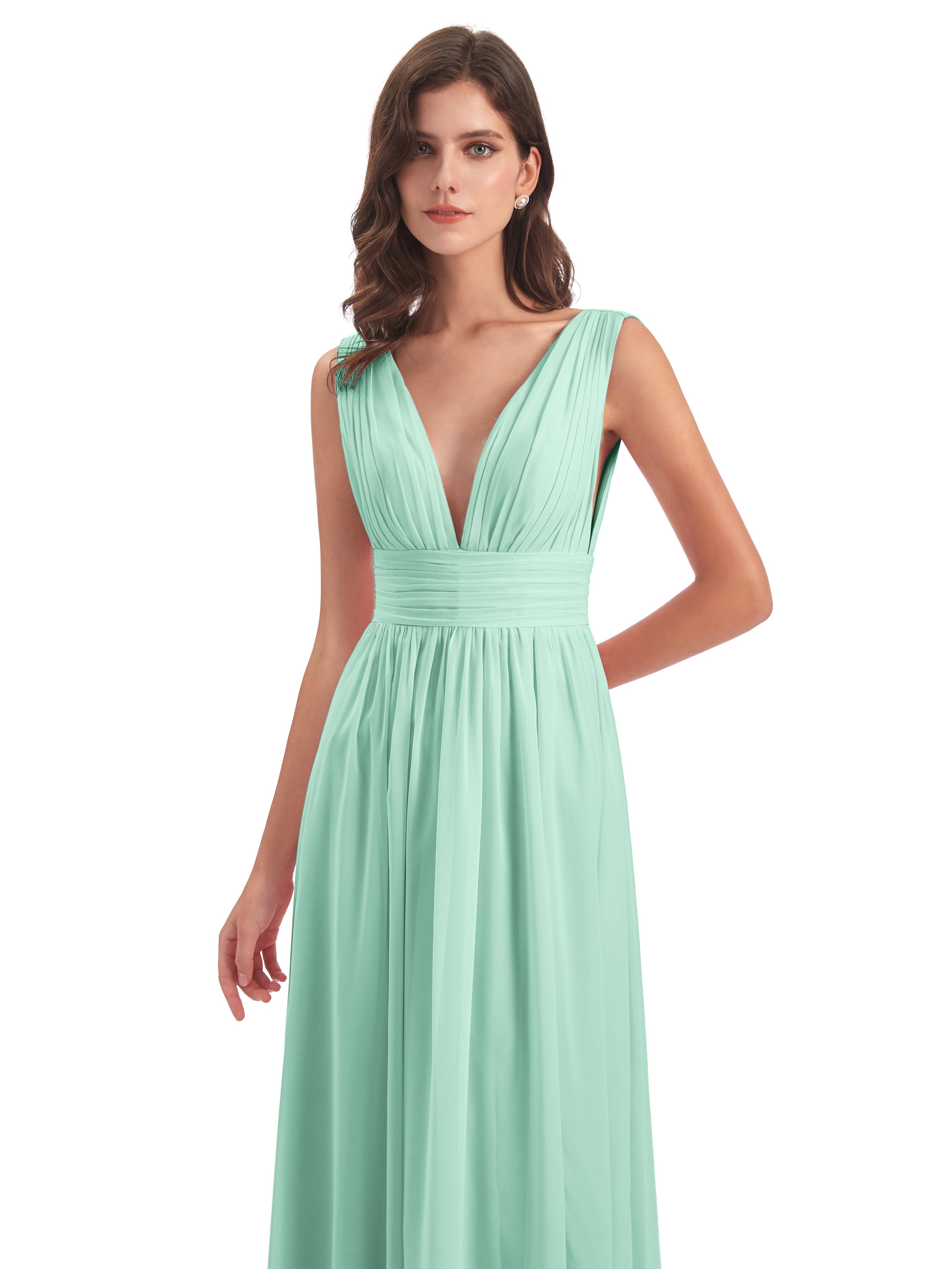 Robe Demoiselle D Honneur Vert Menthe Emma Dos En V Fendue Devant Robes Demoiselle D'Honneur