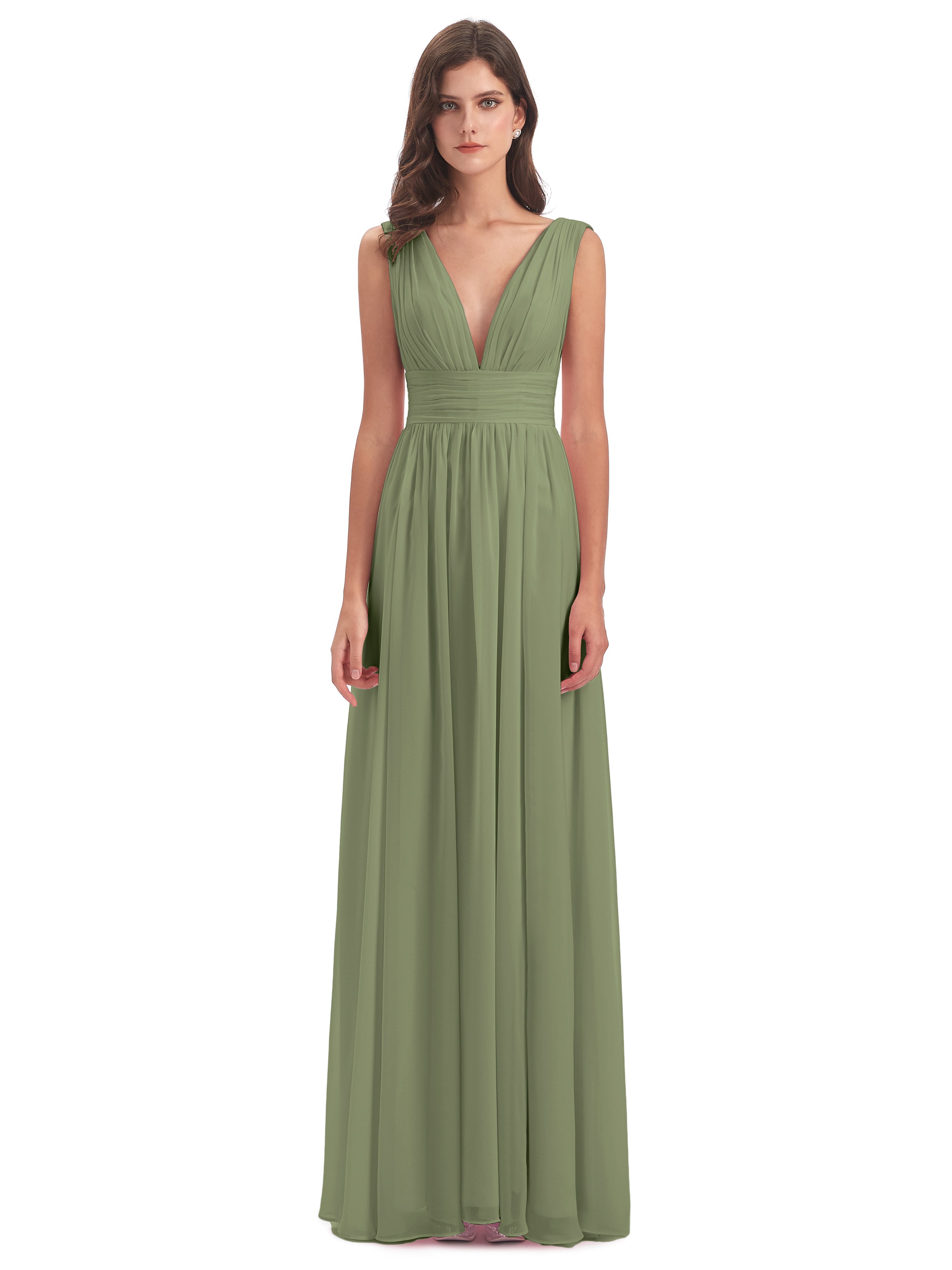 Robe Demoiselle D Honneur Vert Olive Emma Dos En V Fendue Devant Robes Demoiselle D'Honneur