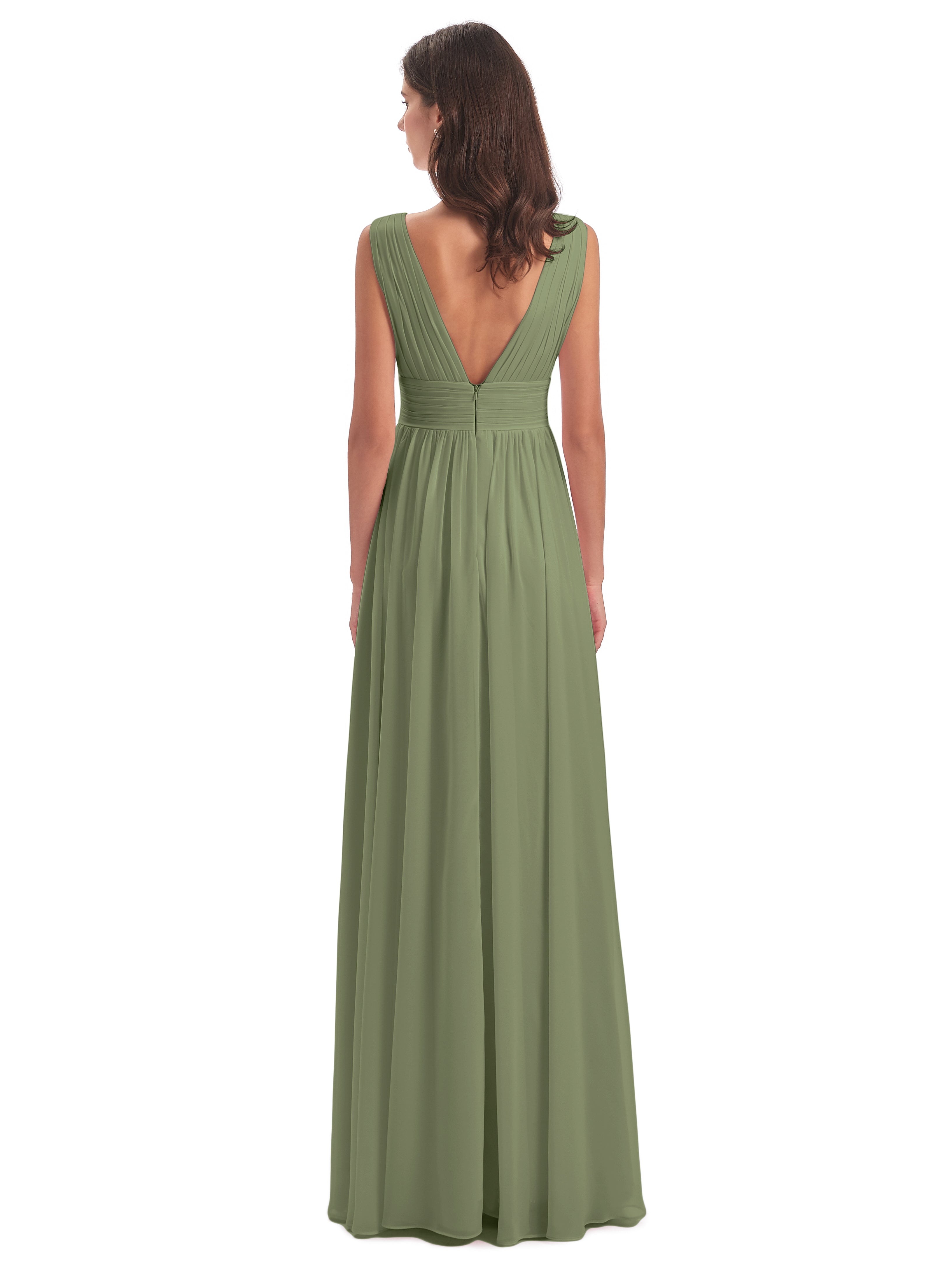 Robe Demoiselle D Honneur Vert Olive Emma Dos En V Fendue Devant Robes Demoiselle D'Honneur