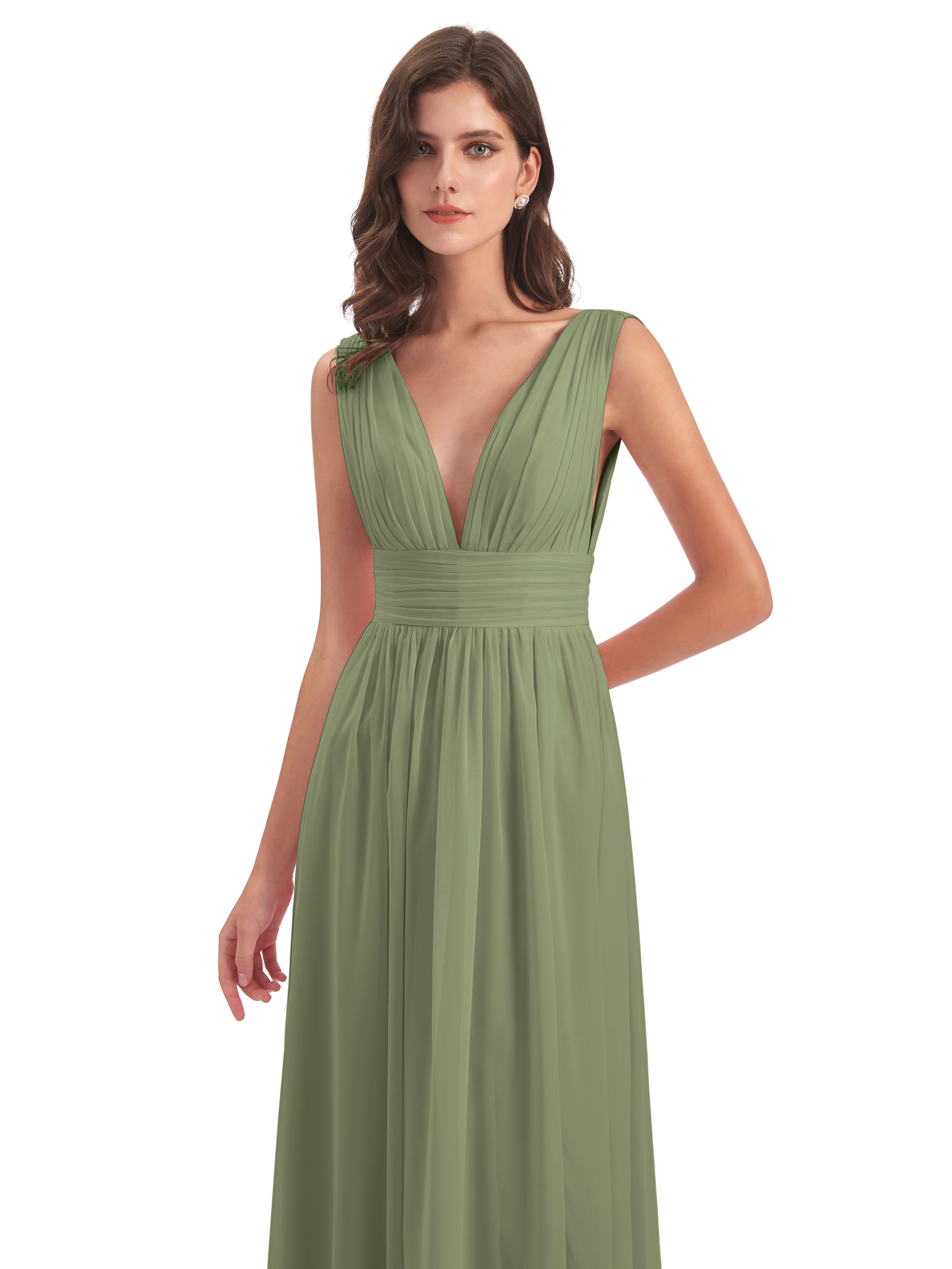 Robe Demoiselle D Honneur Vert Olive Emma Dos En V Fendue Devant Robes Demoiselle D'Honneur