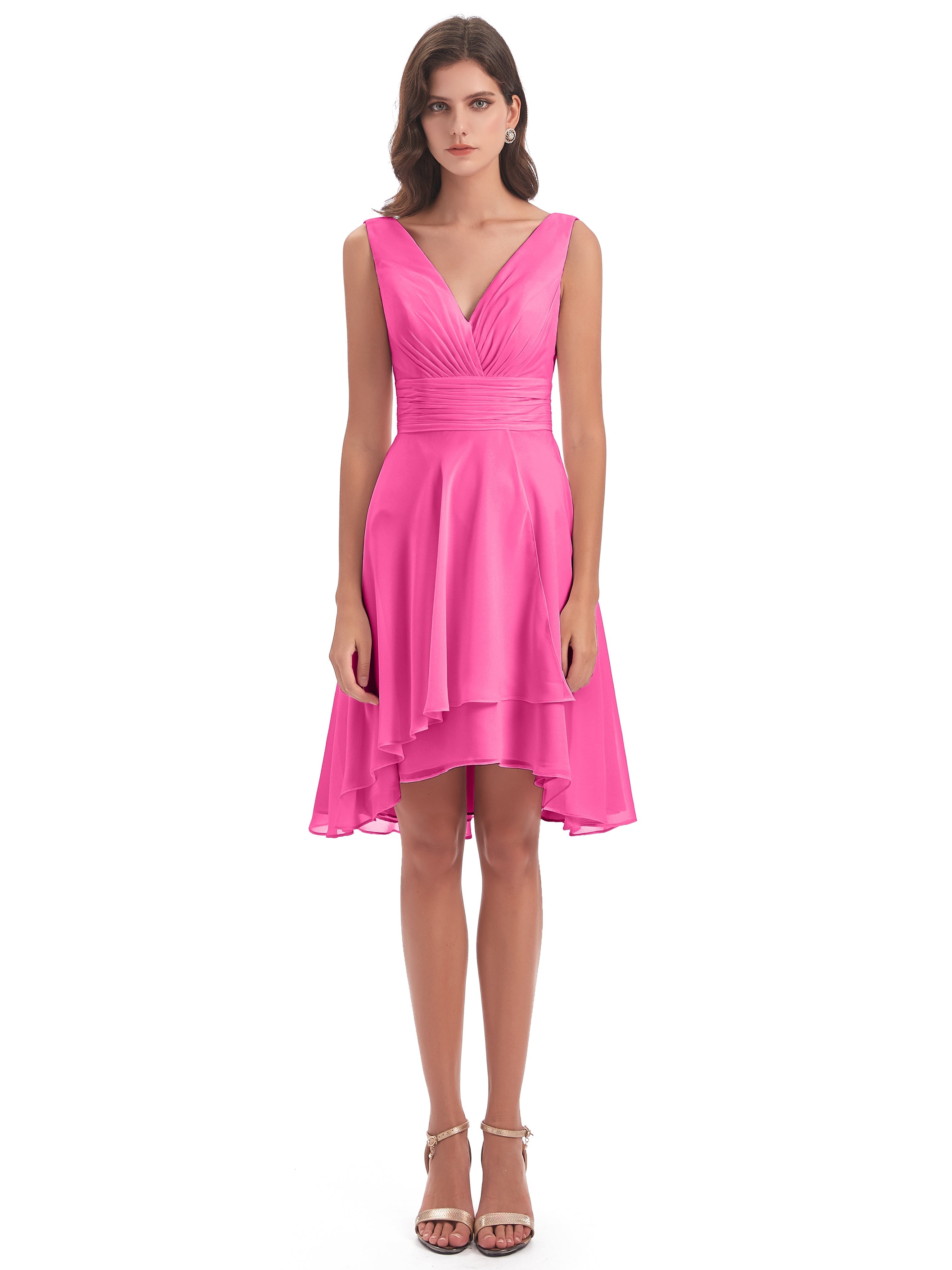 Robe Demoiselle D Honneur Azalée Haute Basse Col V Robes Demoiselle D'Honneur