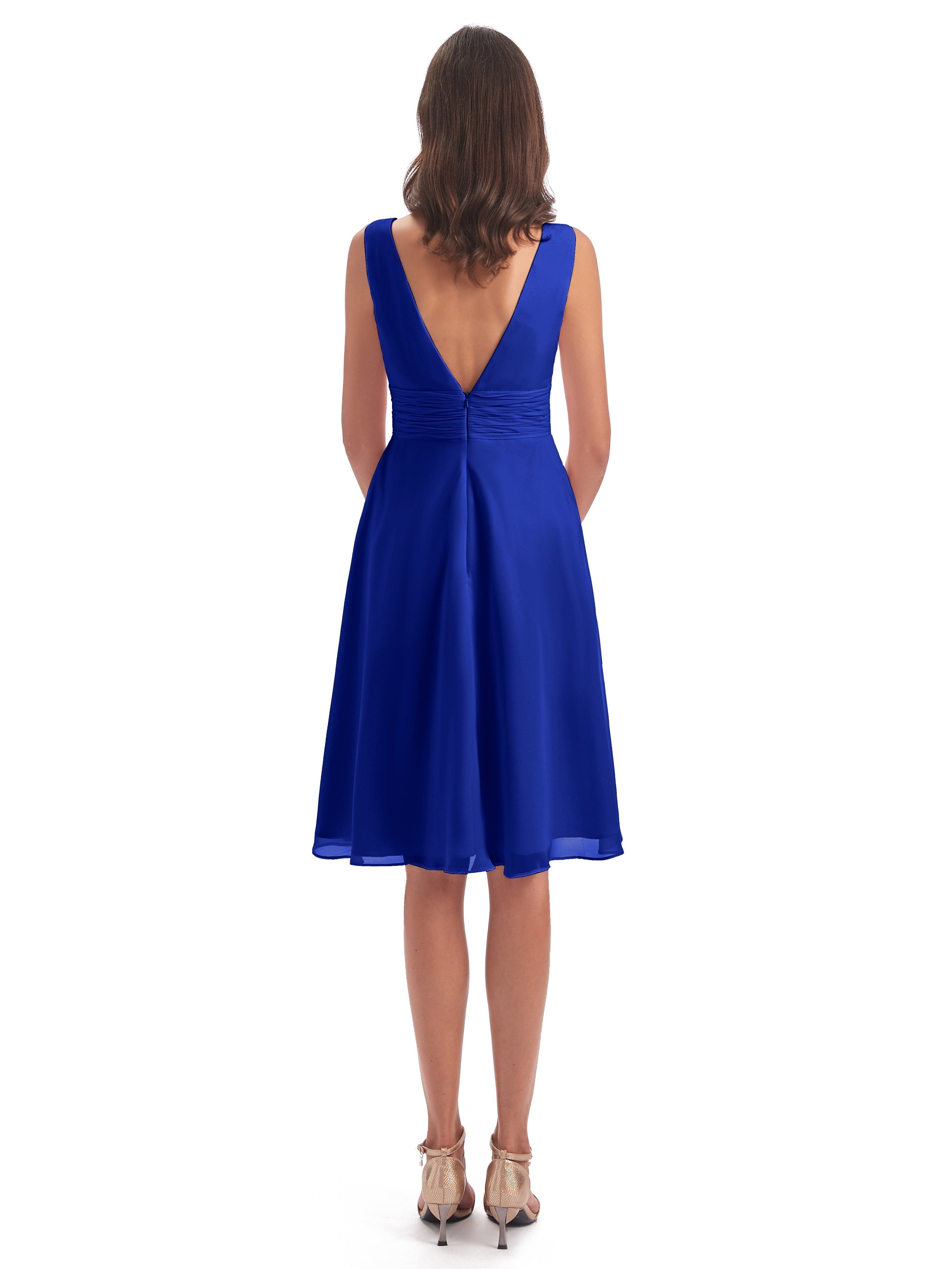 Robe Demoiselle D Honneur Bleu Roi Haute Basse Col V Robes Demoiselle D'Honneur