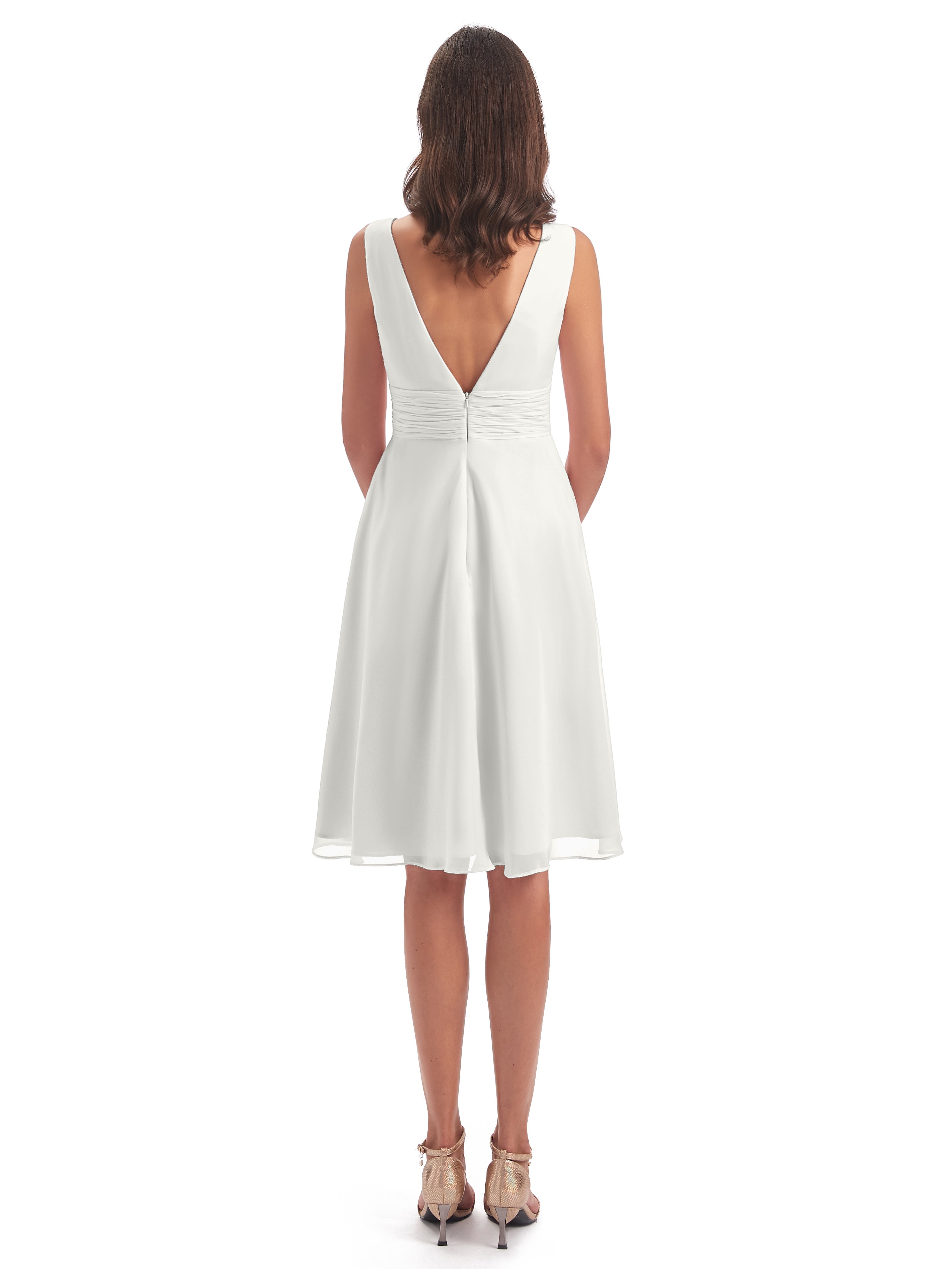 Robe Ivoire Demoiselle D Honneur Haute Basse Col V Robes Demoiselle D'Honneur