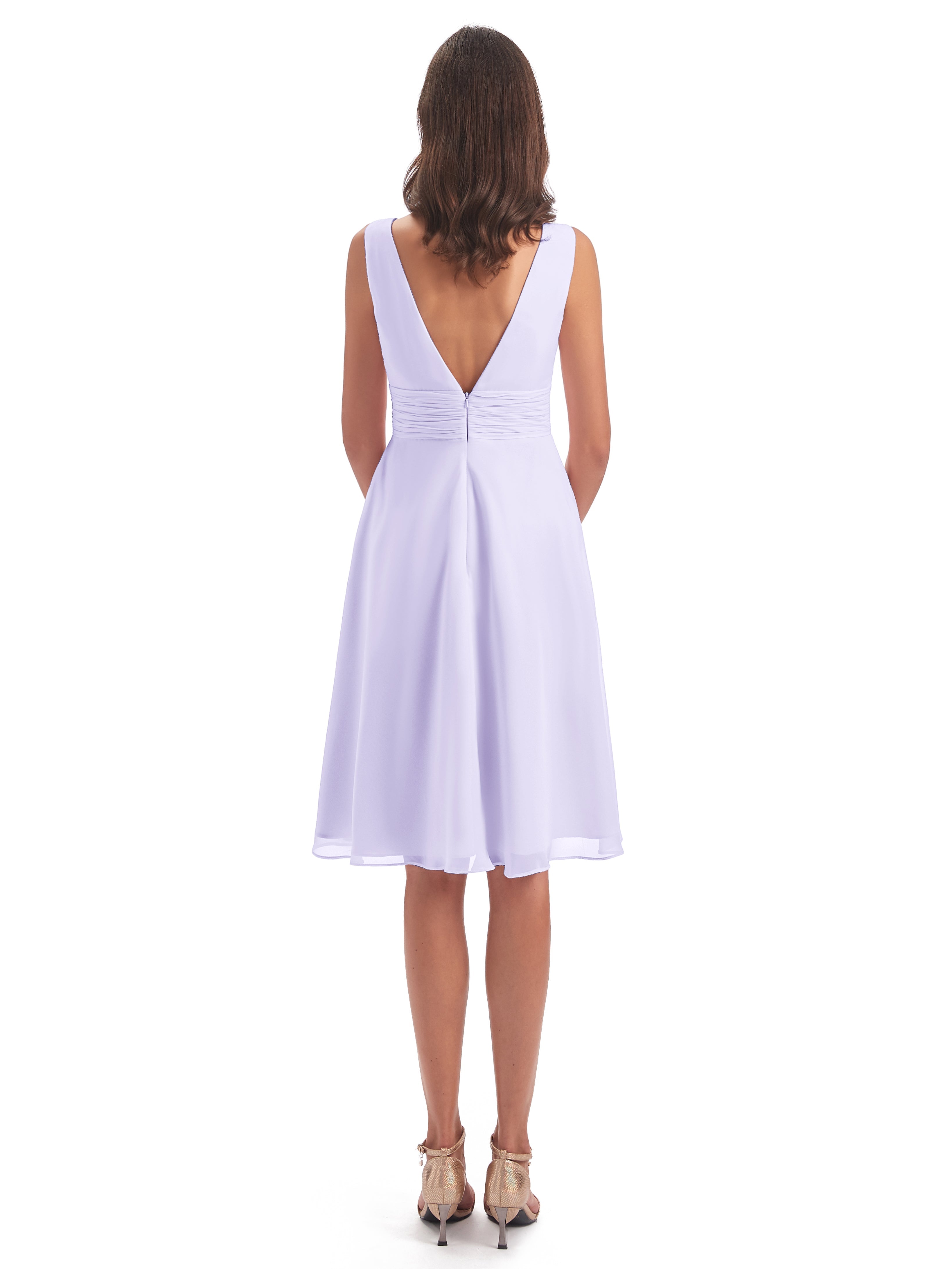 Robe Lilas Demoiselle D Honneur Haute Basse Col V Robes Demoiselle D'Honneur