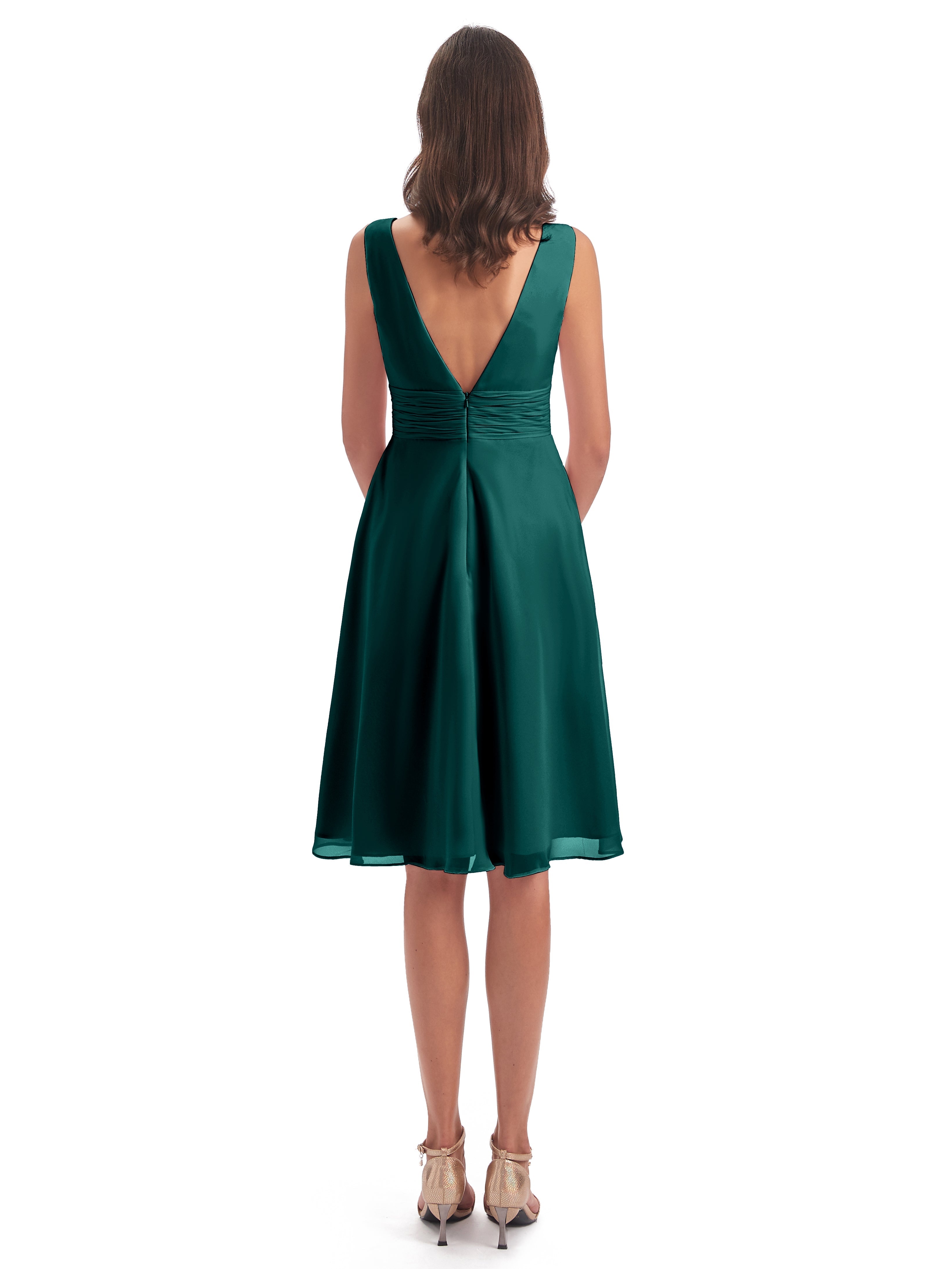 Robes De Demoiselle D'Honneur Paon Haute Basse Col V Robes Demoiselle D'Honneur