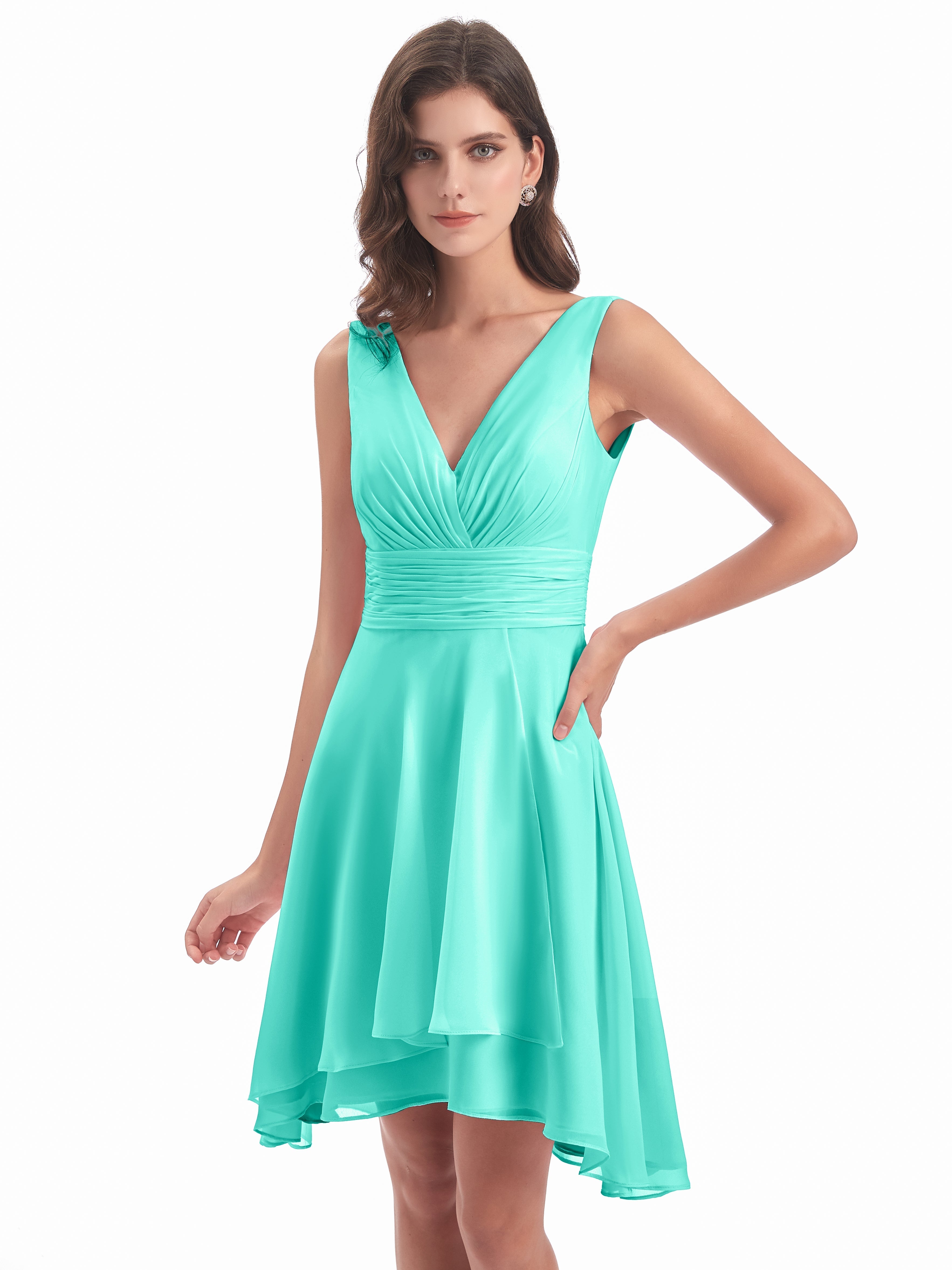 Robes De Demoiselle D'Honneur Spa Haute Basse Col V Robes Demoiselle D'Honneur