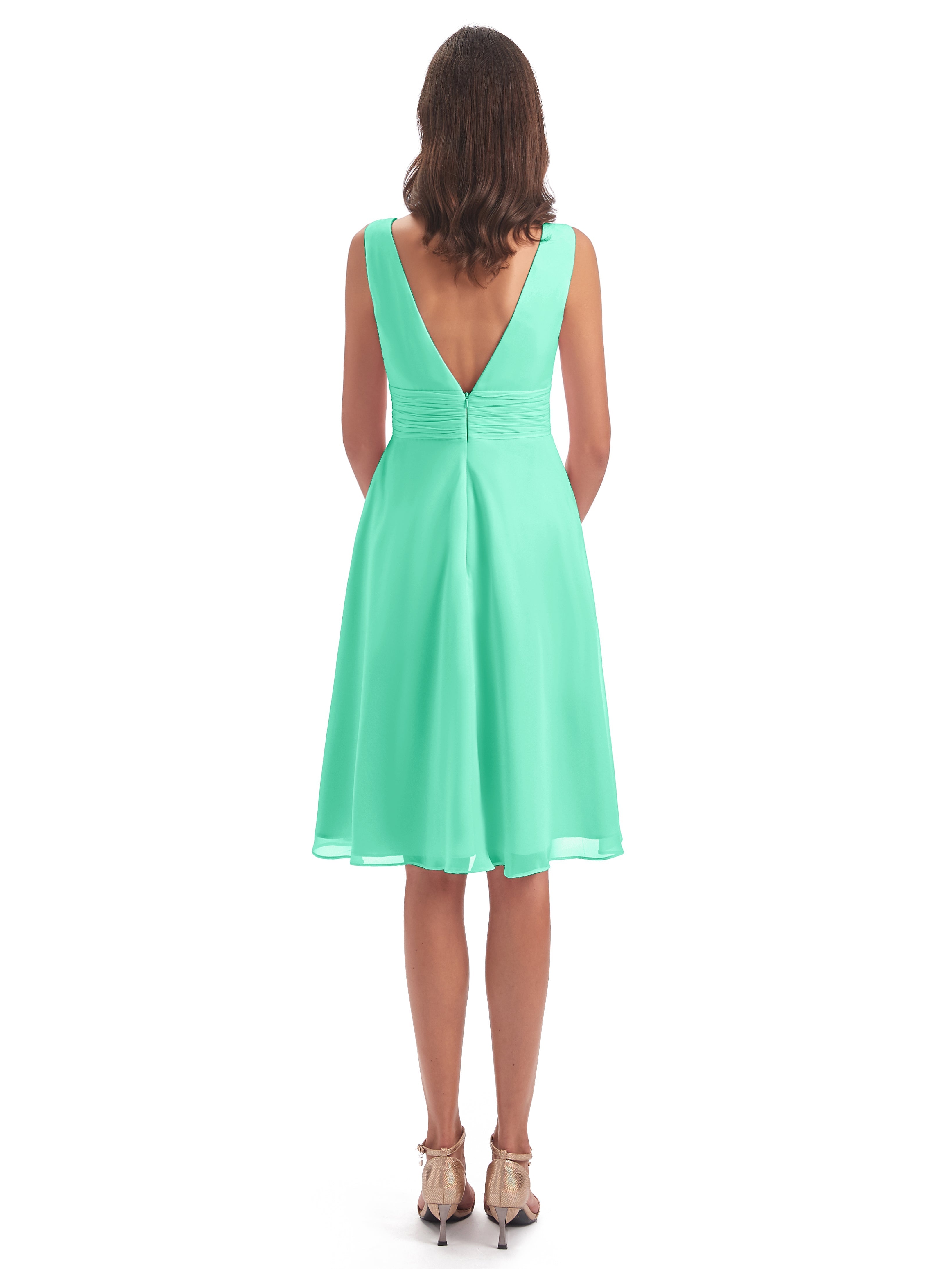 Robe Demoiselle D Honneur Bleu Turquoise Haute Basse Col V Robes Demoiselle D'Honneur