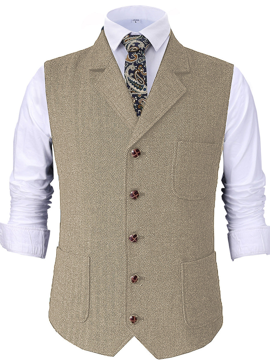 Gilet de Cérémonie Élégant en CHAMPAGNE à Revers Cranaillé Tenue Raffinée pour le Marié