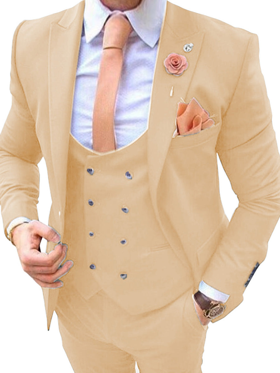 Costume Homme 3 Pièces Champagne Tenue Polyvalente pour un Style Affaires et Cérémonie Élégant