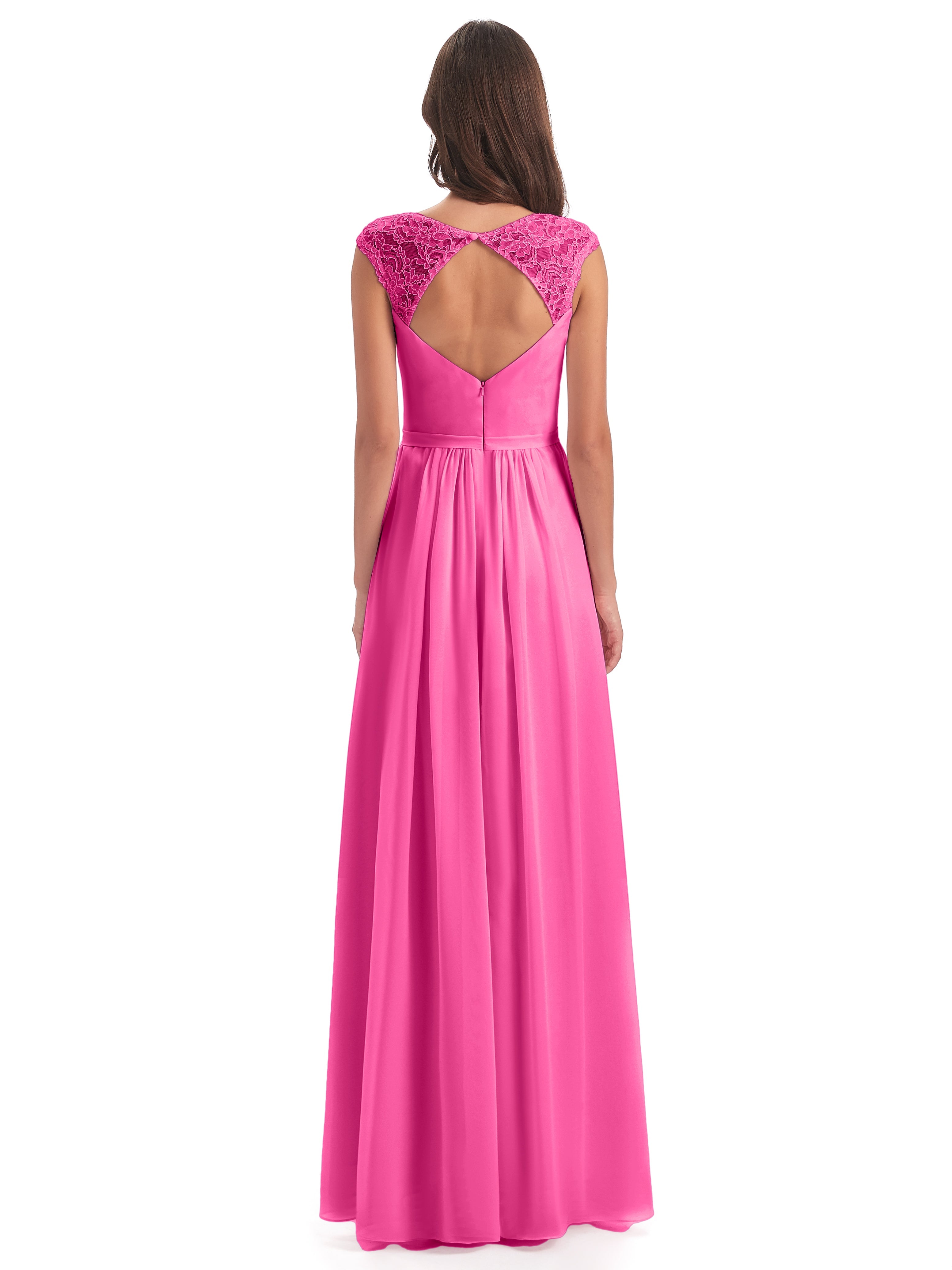 Robe Demoiselle D Honneur Azalée Mancherons Dos Ouvert Mousseline Robes Demoiselle D'Honneur